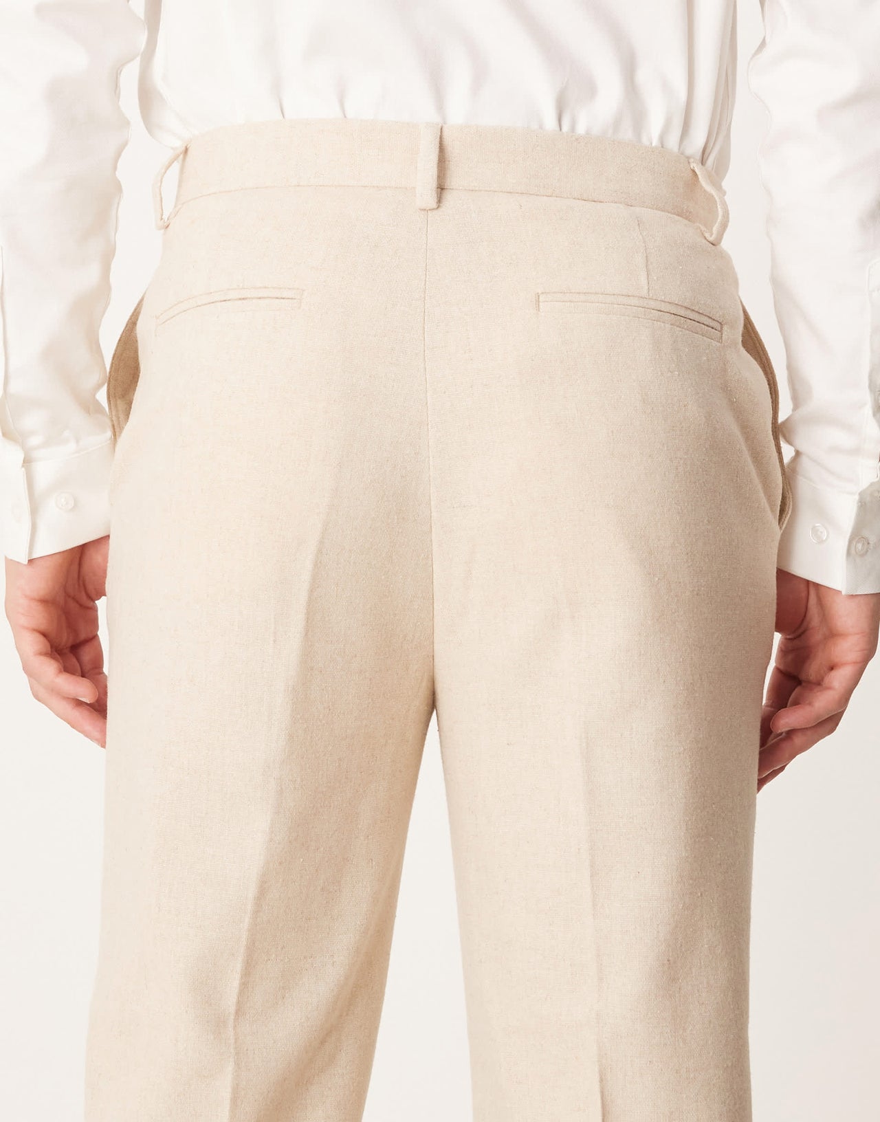 ASOS DESIGN smart tapered fit trousers with wool in light stone