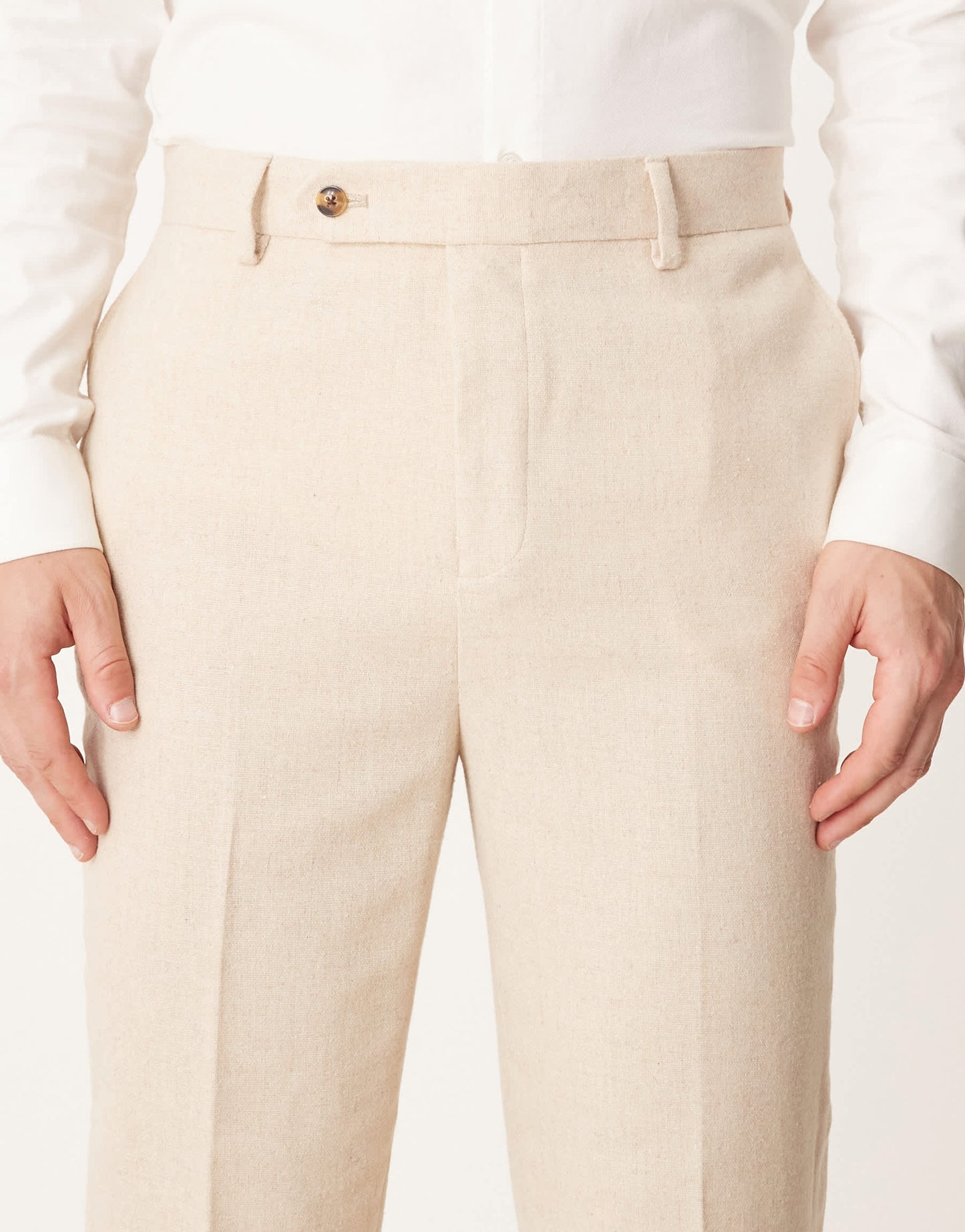 ASOS DESIGN smart tapered fit trousers with wool in light stone