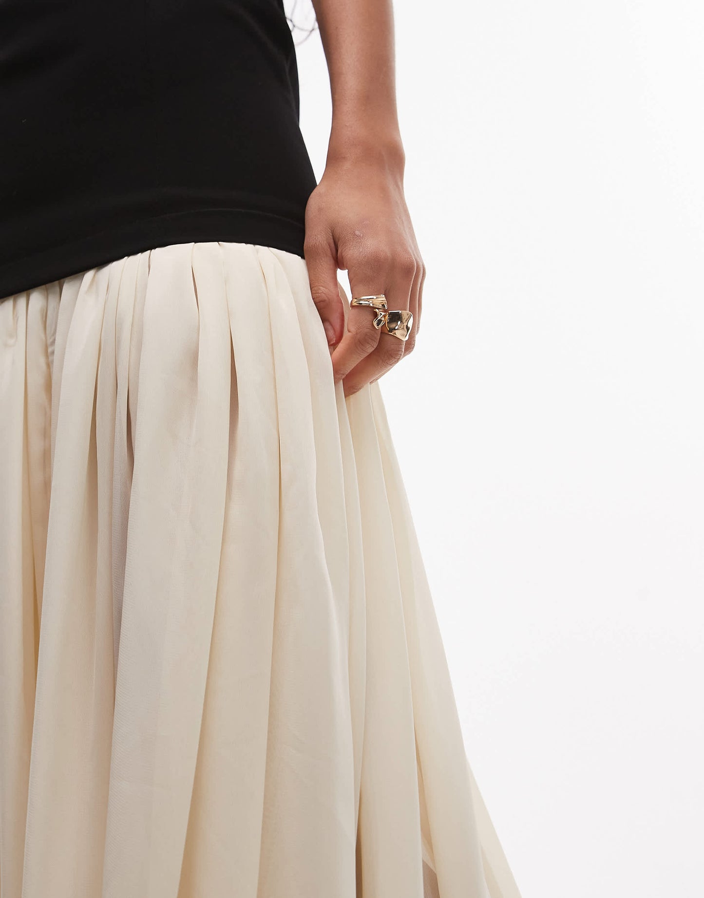 Heiress Beverly Hills bandeau drop waist chiffon maxi dress in black & cream