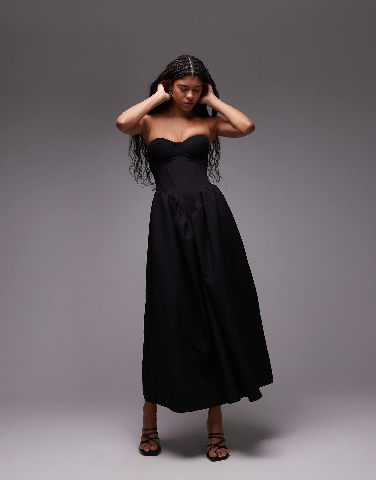 Heiress Beverly Hills bandeau corset detail maxi dress in black