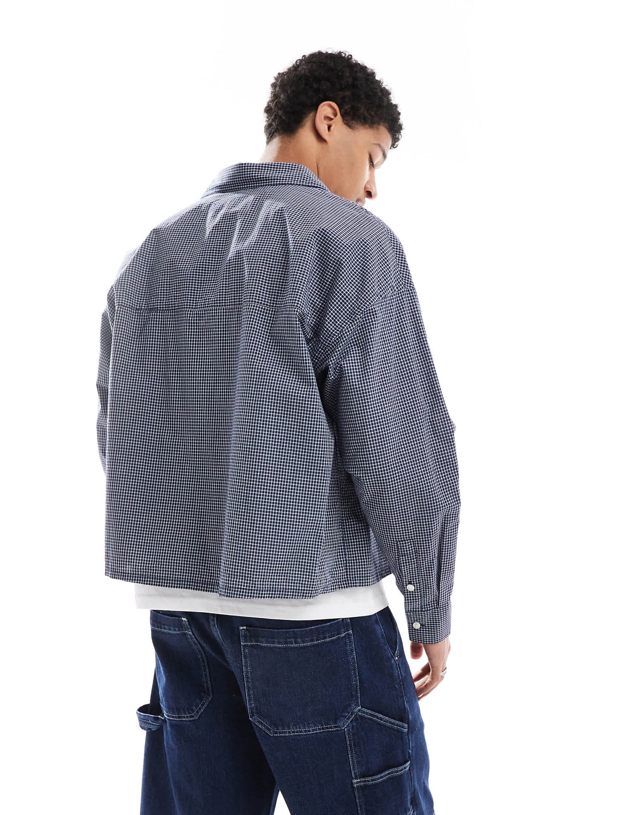 Pull&Bear checked long sleeve shirt in blue