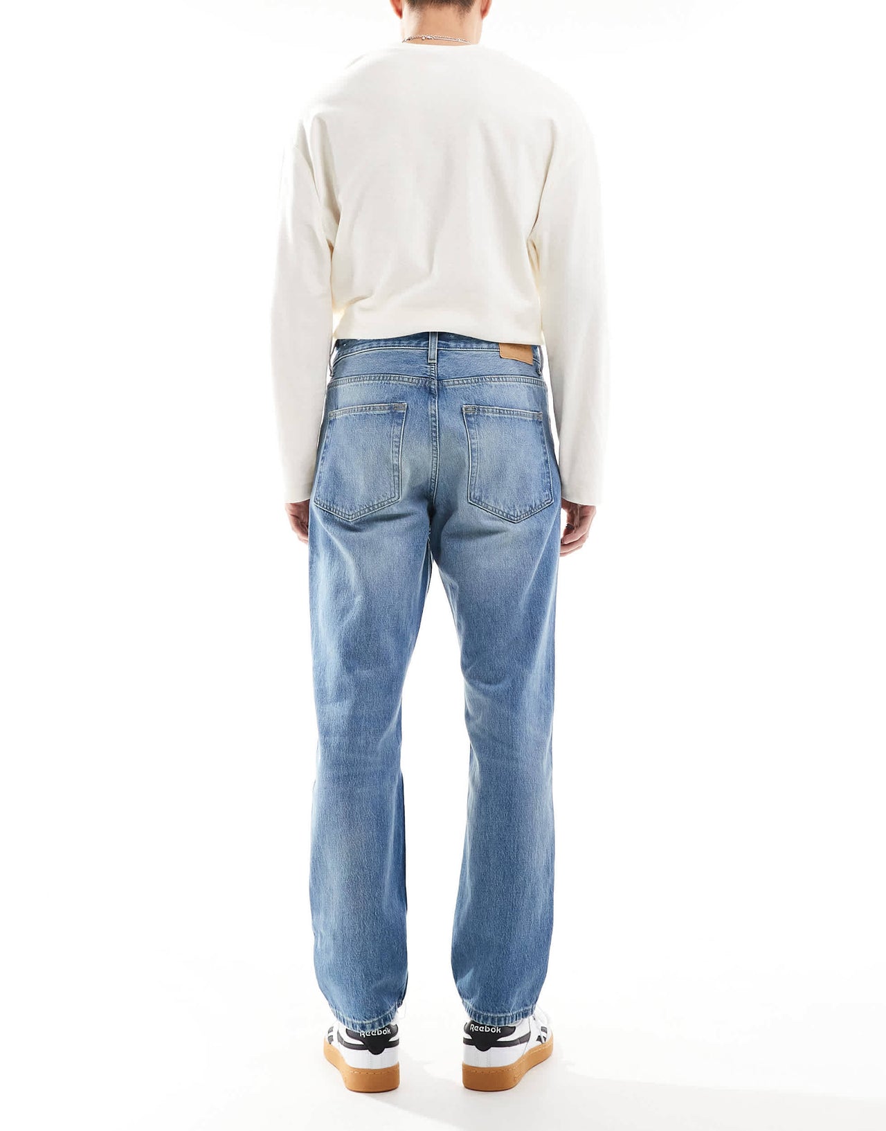 Pull&Bear straight vintage fit jean in mid blue