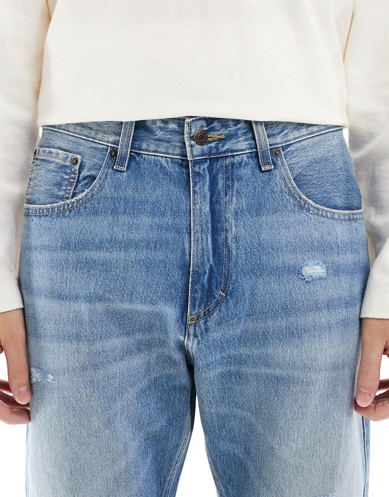 Pull&Bear straight vintage fit jean in mid blue