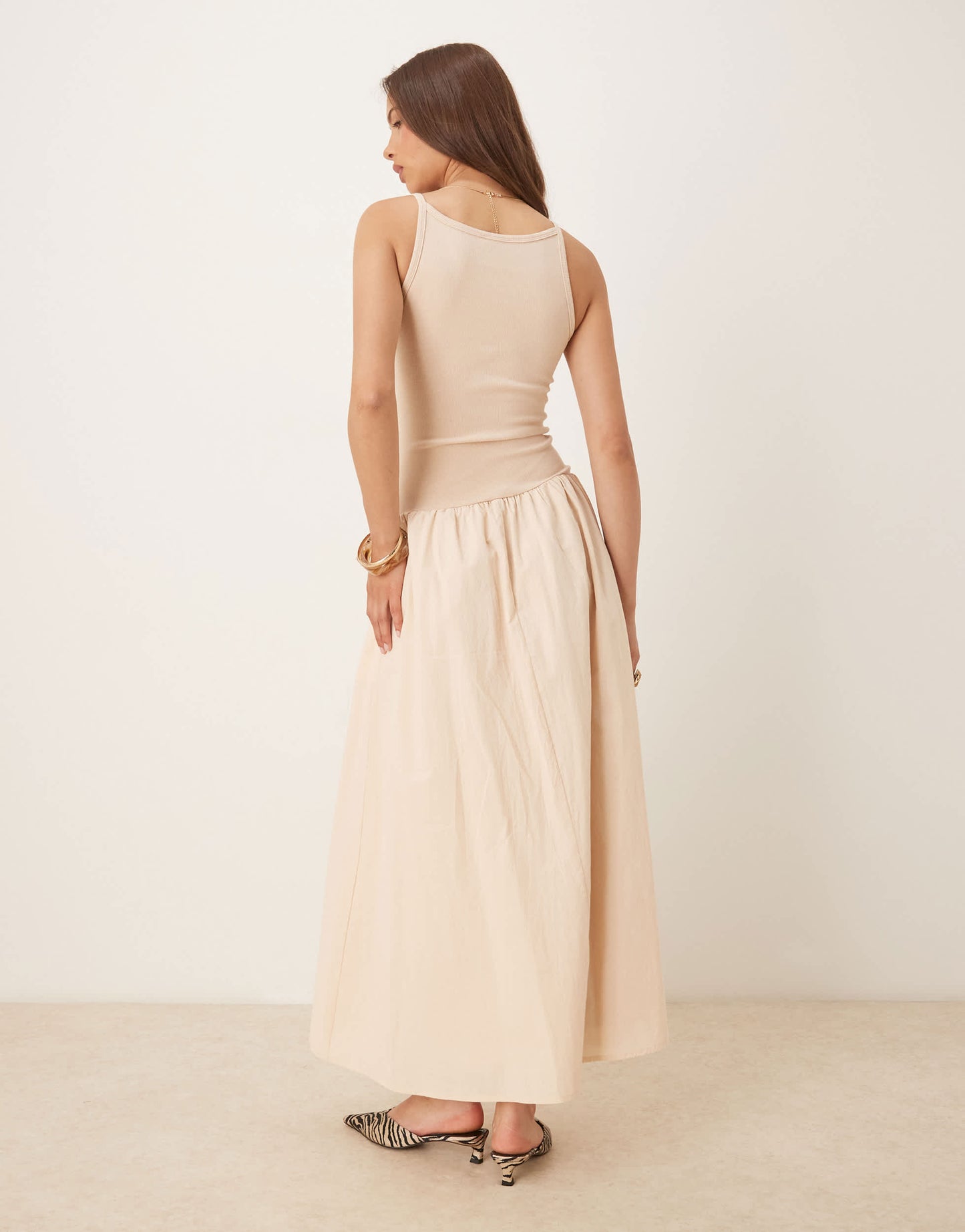 SNDYS drop waist cami maxi dress in cream