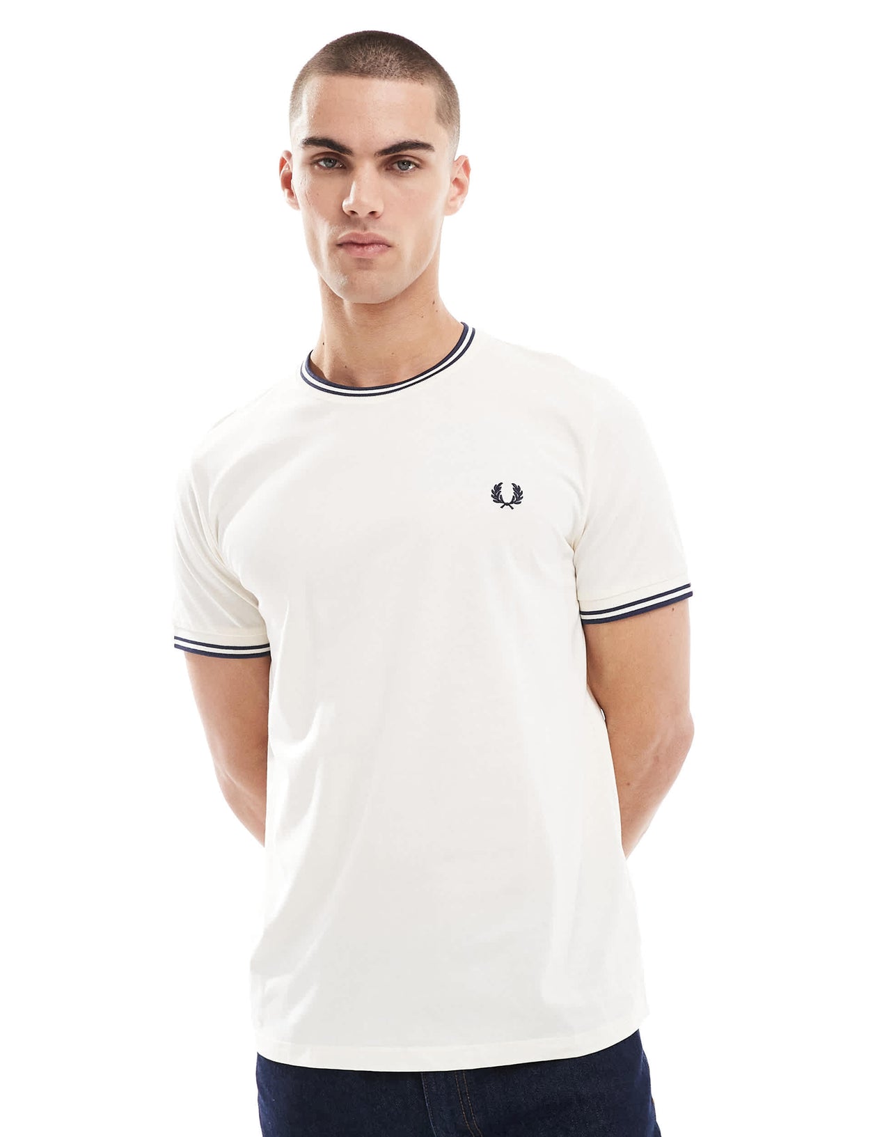 Fred Perry twin tipped t-shirt in off white