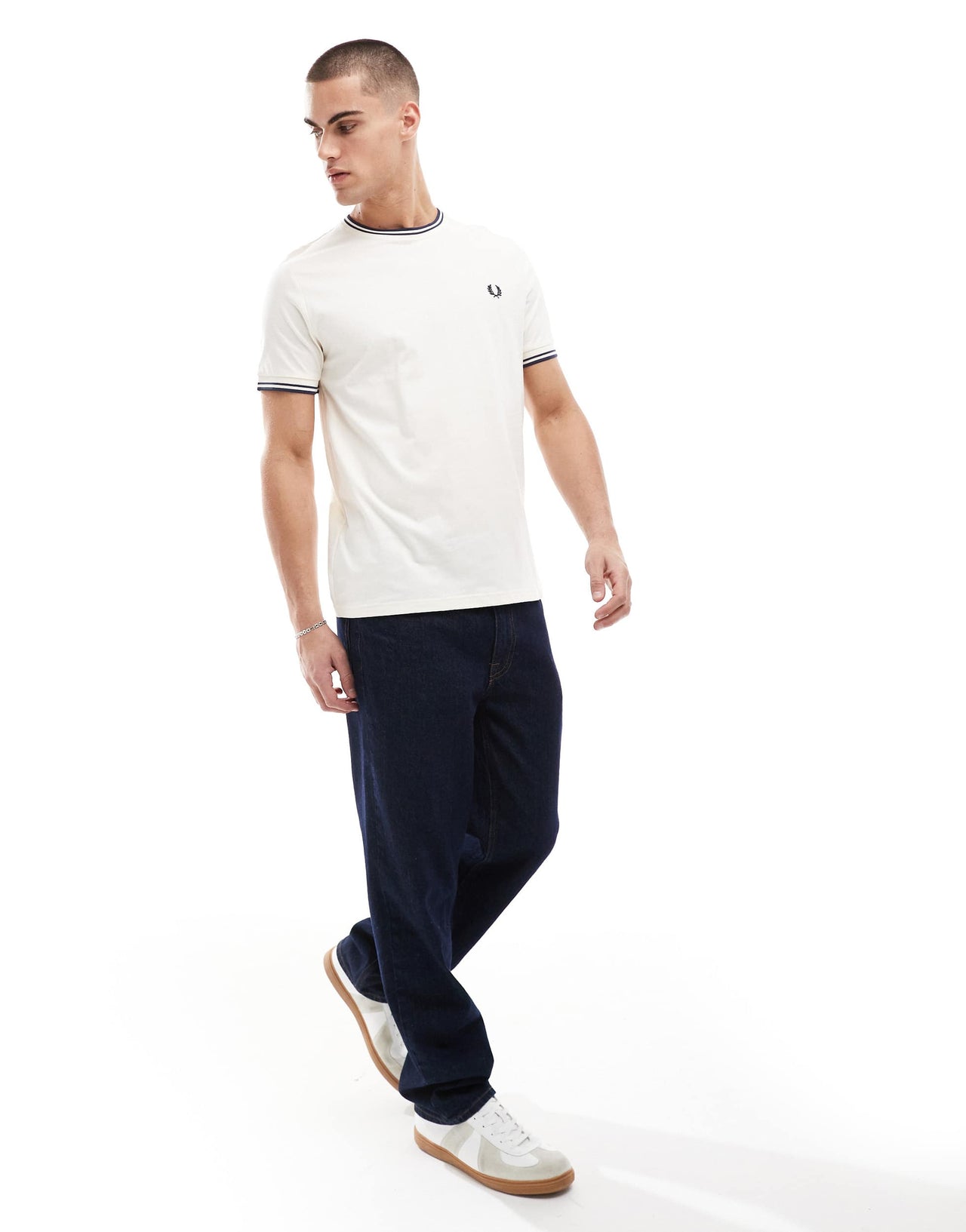 Fred Perry twin tipped t-shirt in off white