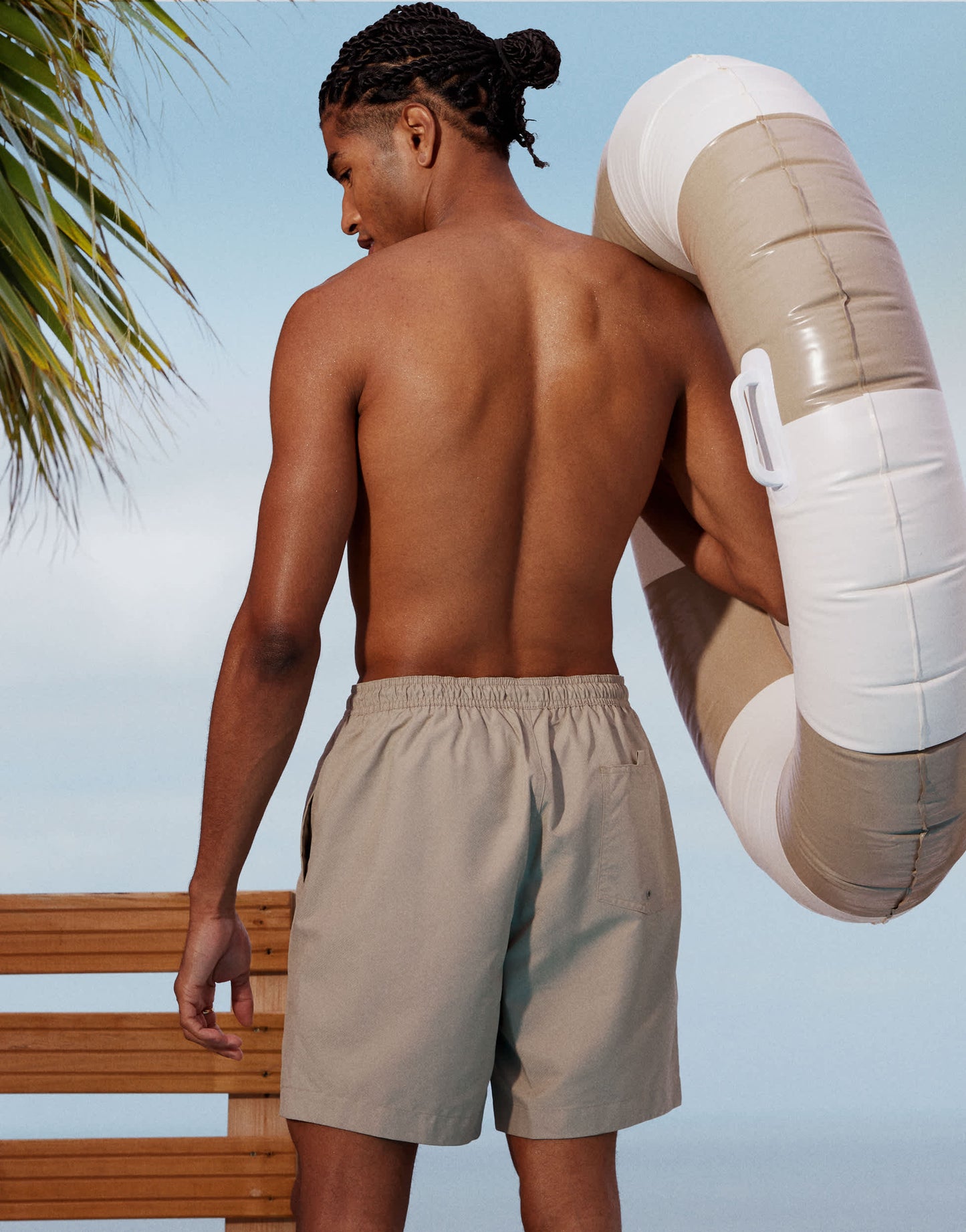 Fred Perry swim shorts in light beige