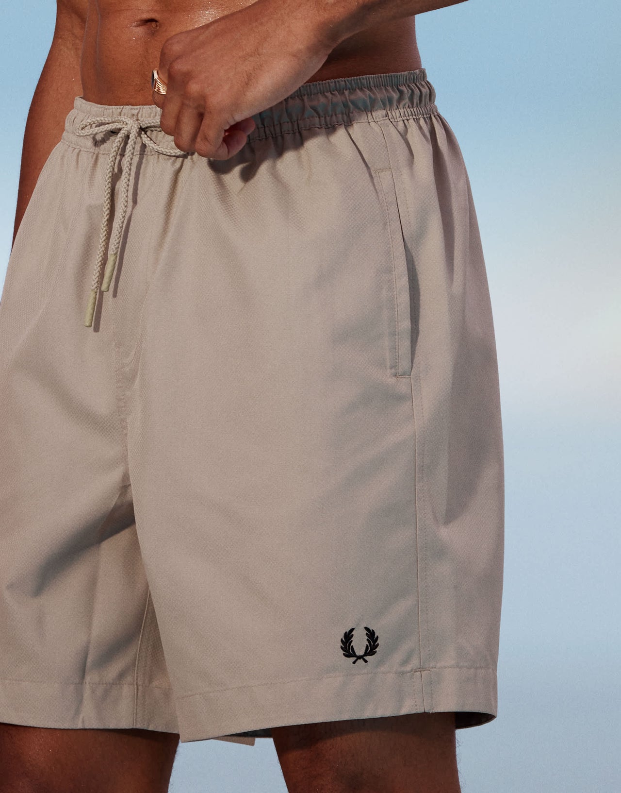 Fred Perry swim shorts in light beige