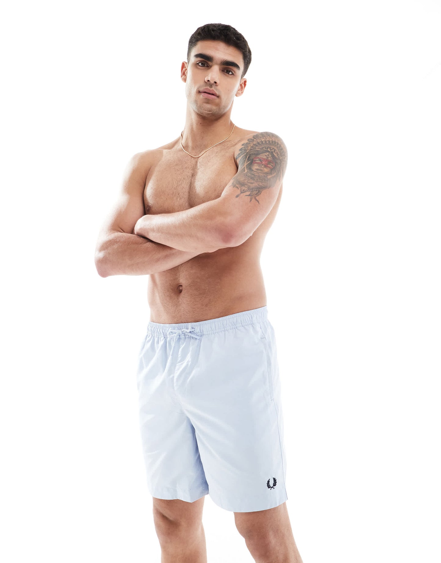 Fred Perry swim shorts in ice blue