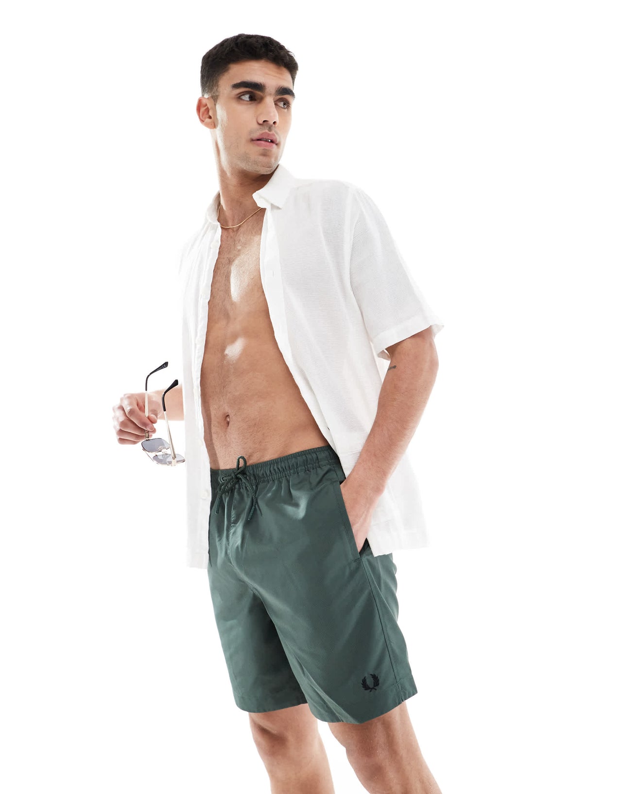 Fred Perry swim shorts in dark green