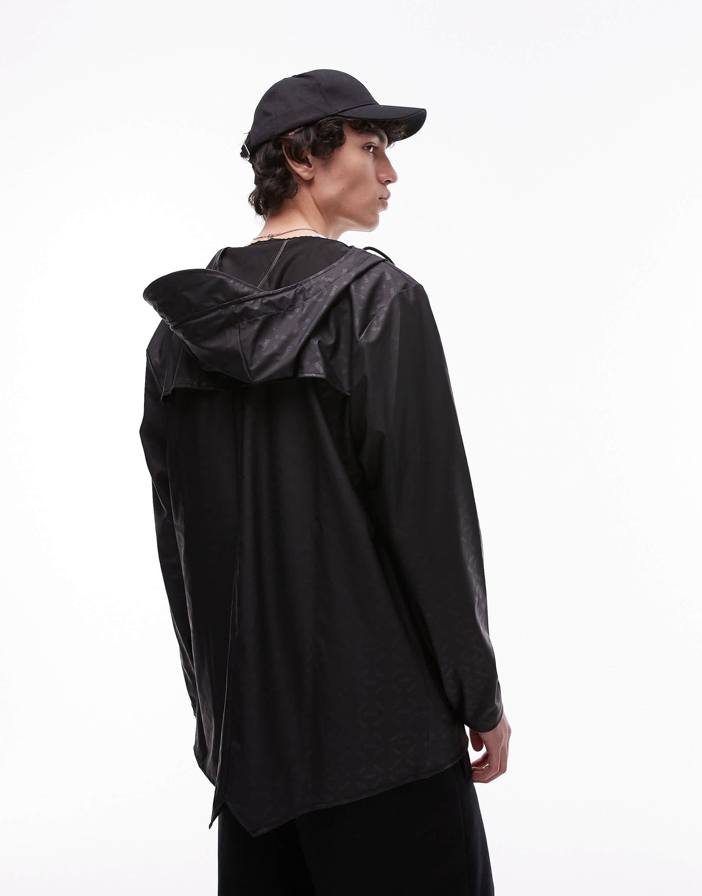 Rains 12010 waterproof short jacket with tonal logo in black