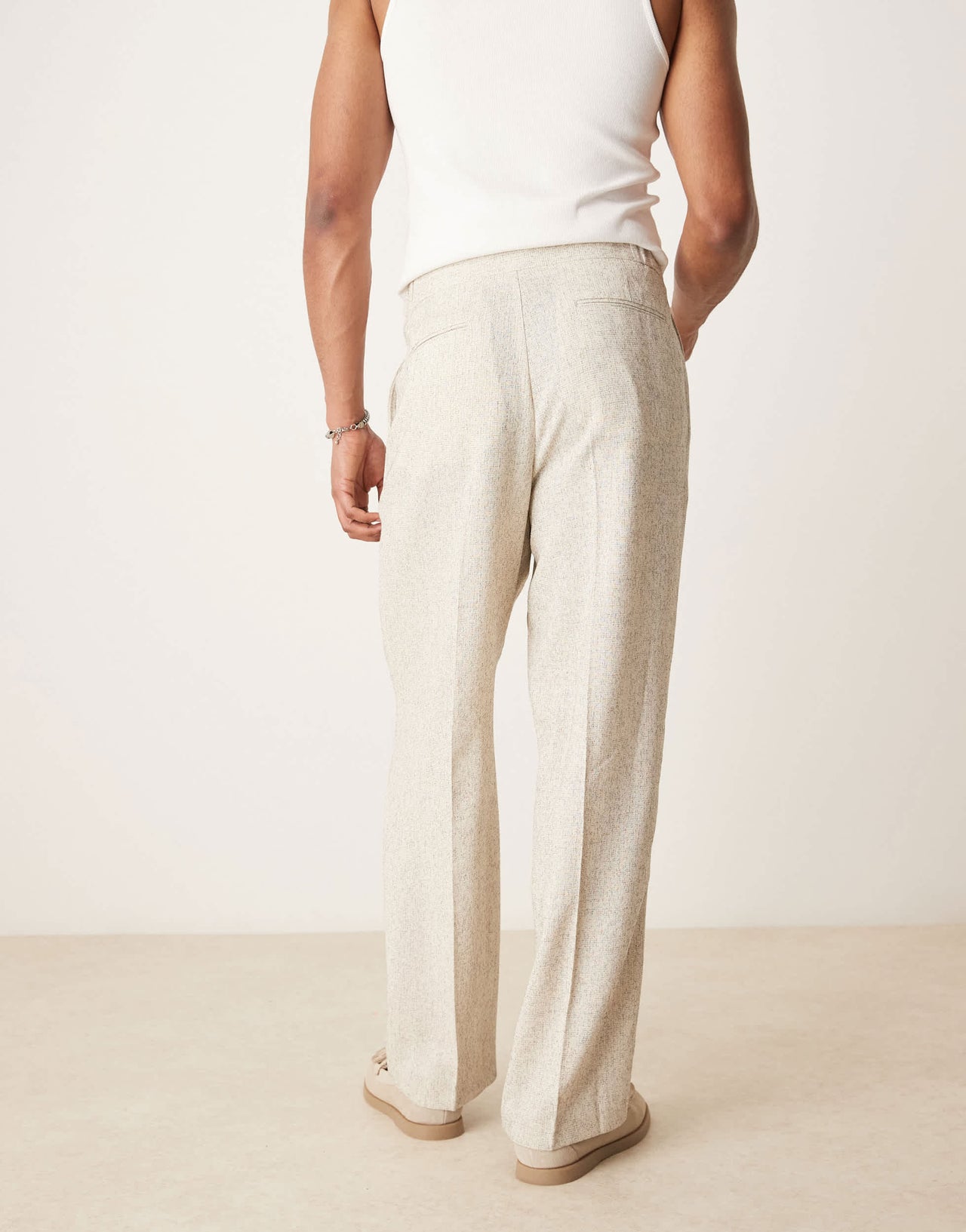 ASOS DESIGN wide leg suit trousers in cream
