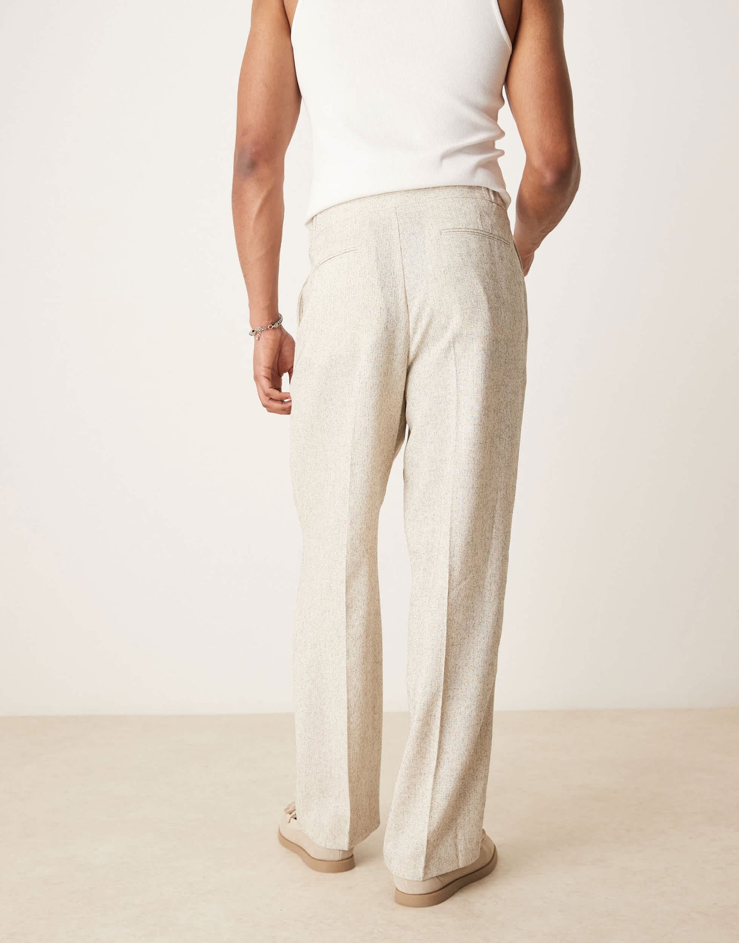 ASOS DESIGN wide leg suit trousers in cream
