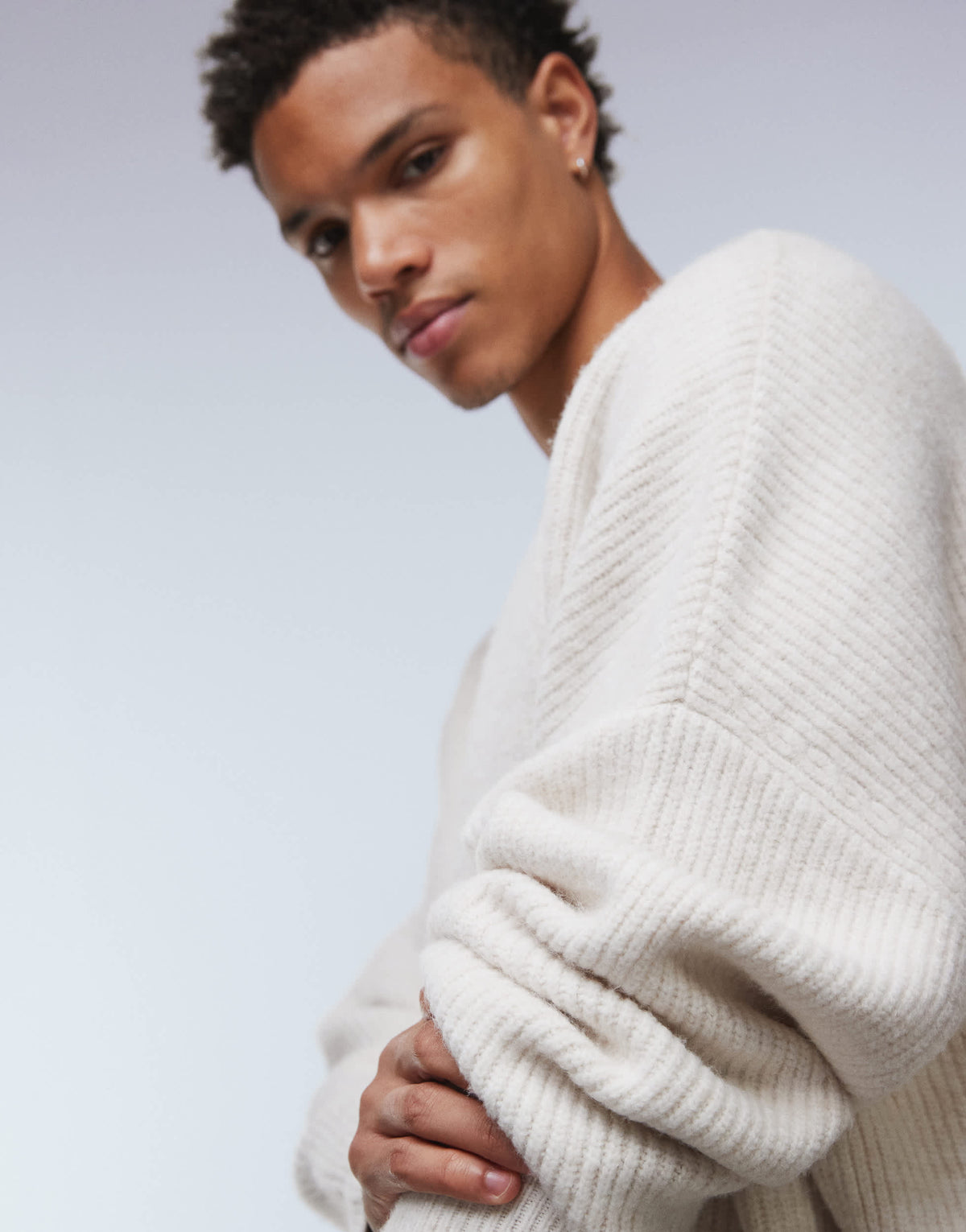 ASOS DESIGN super oversized boxy fit knitted fisherman rib jumper in oatmeal