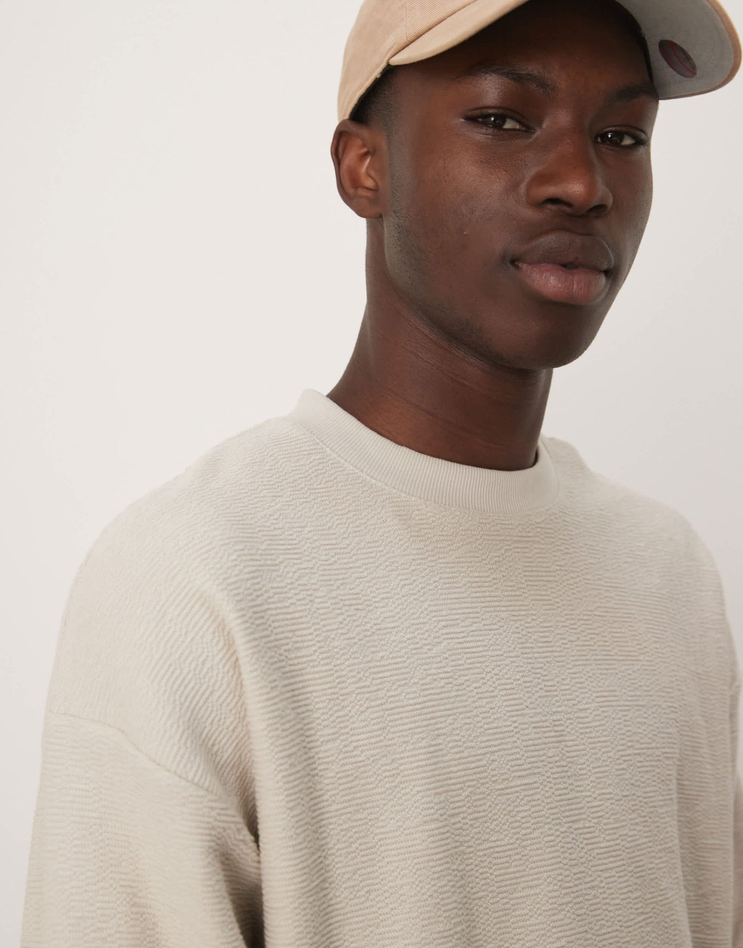 ASOS DESIGN Premium heavyweight boxy oversized long sleeve top in cream texture