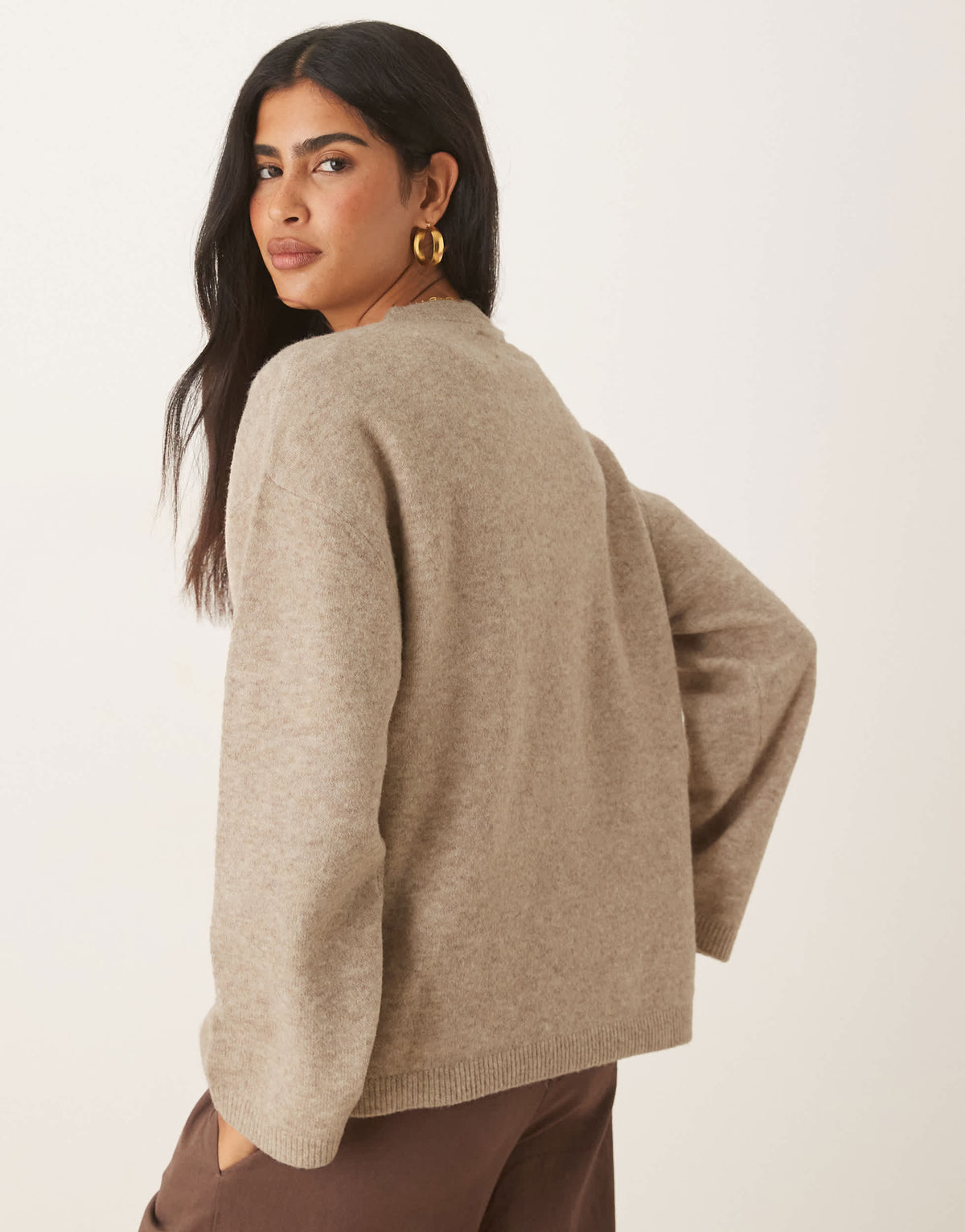 ASOS DESIGN relaxed crew neck jumper in oatmeal