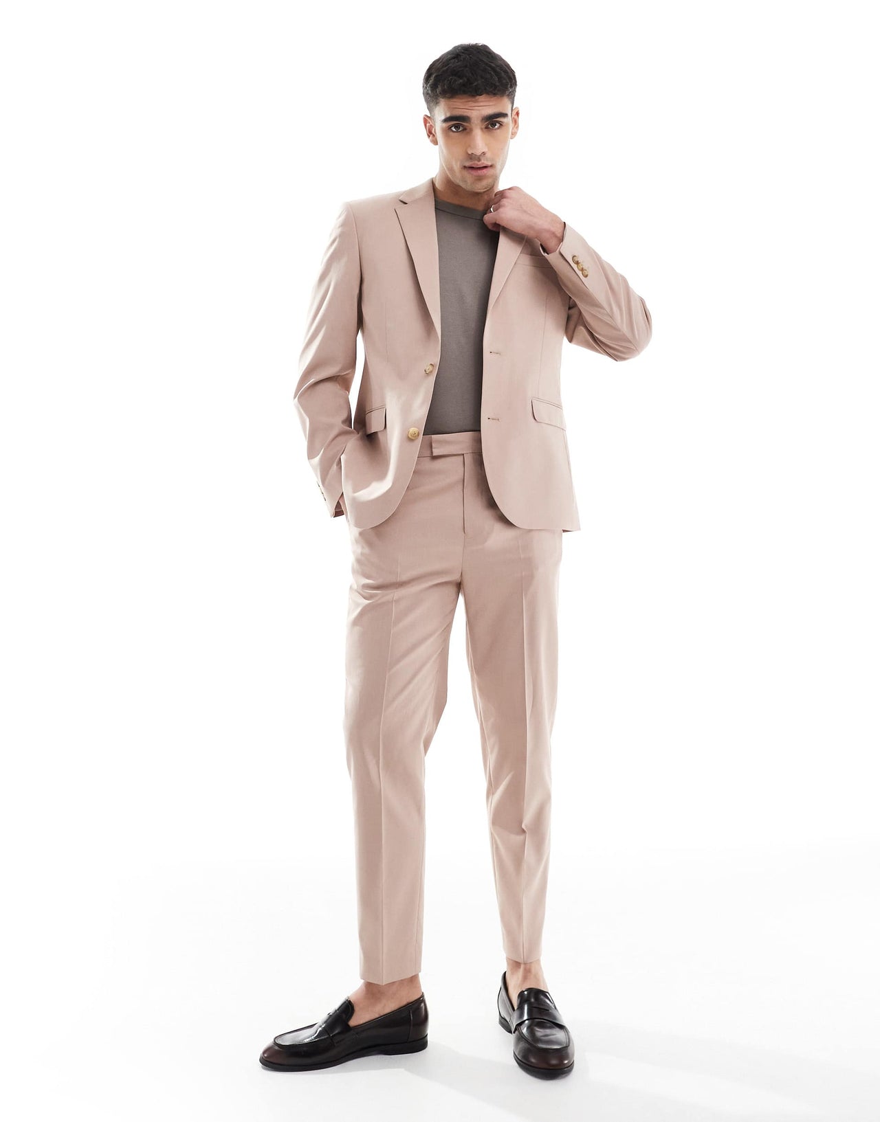 ASOS DESIGN tapered suit trousers in dusty pink