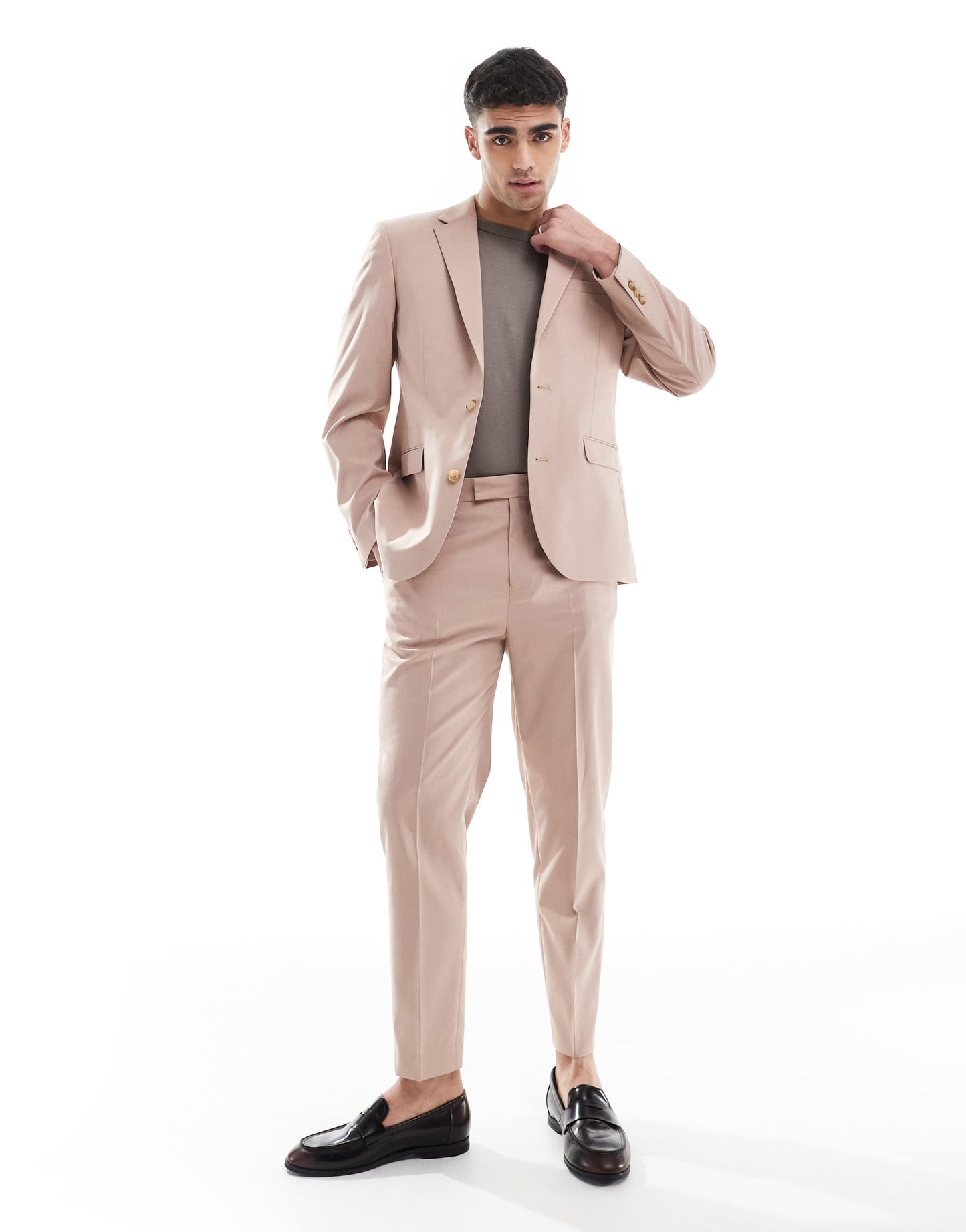 ASOS DESIGN tapered suit trousers in dusty pink