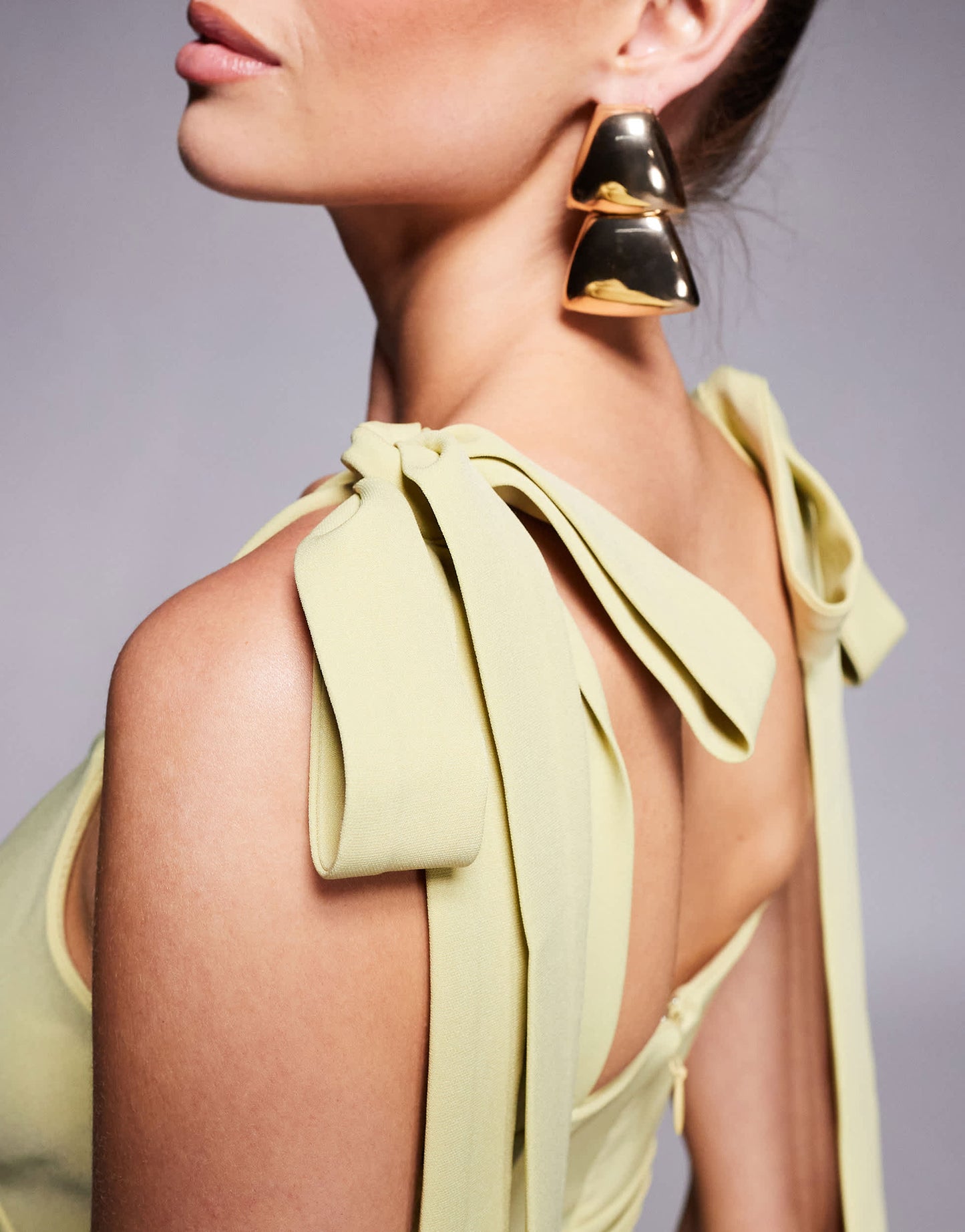Lavish Alice tie strap micro shell button midi dress in lime green