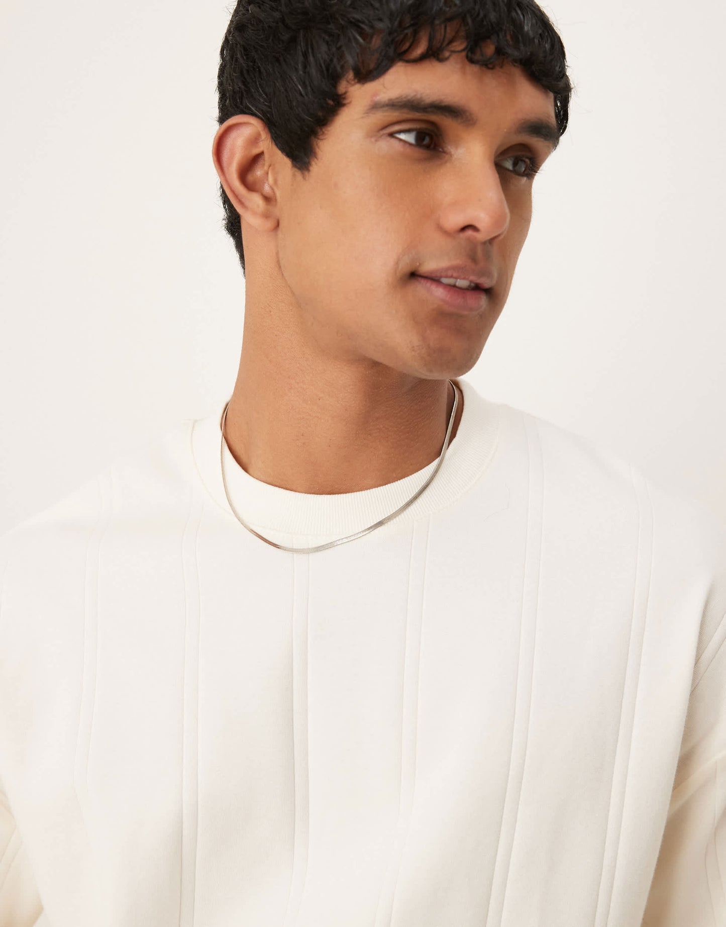 ASOS DESIGN oversized boxy long sleeve t-shirt in cream textured rib