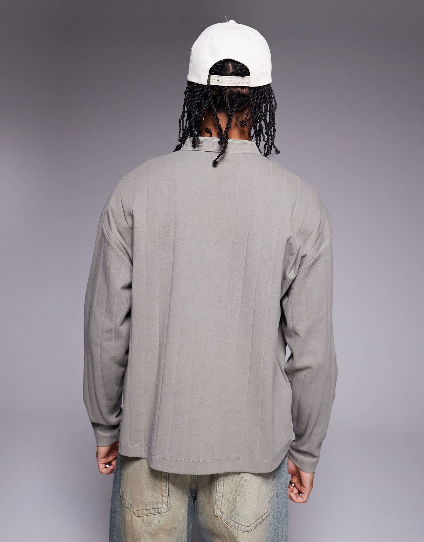 ASOS DESIGN oversized boxy long sleeve t-shirt in khaki textured rib