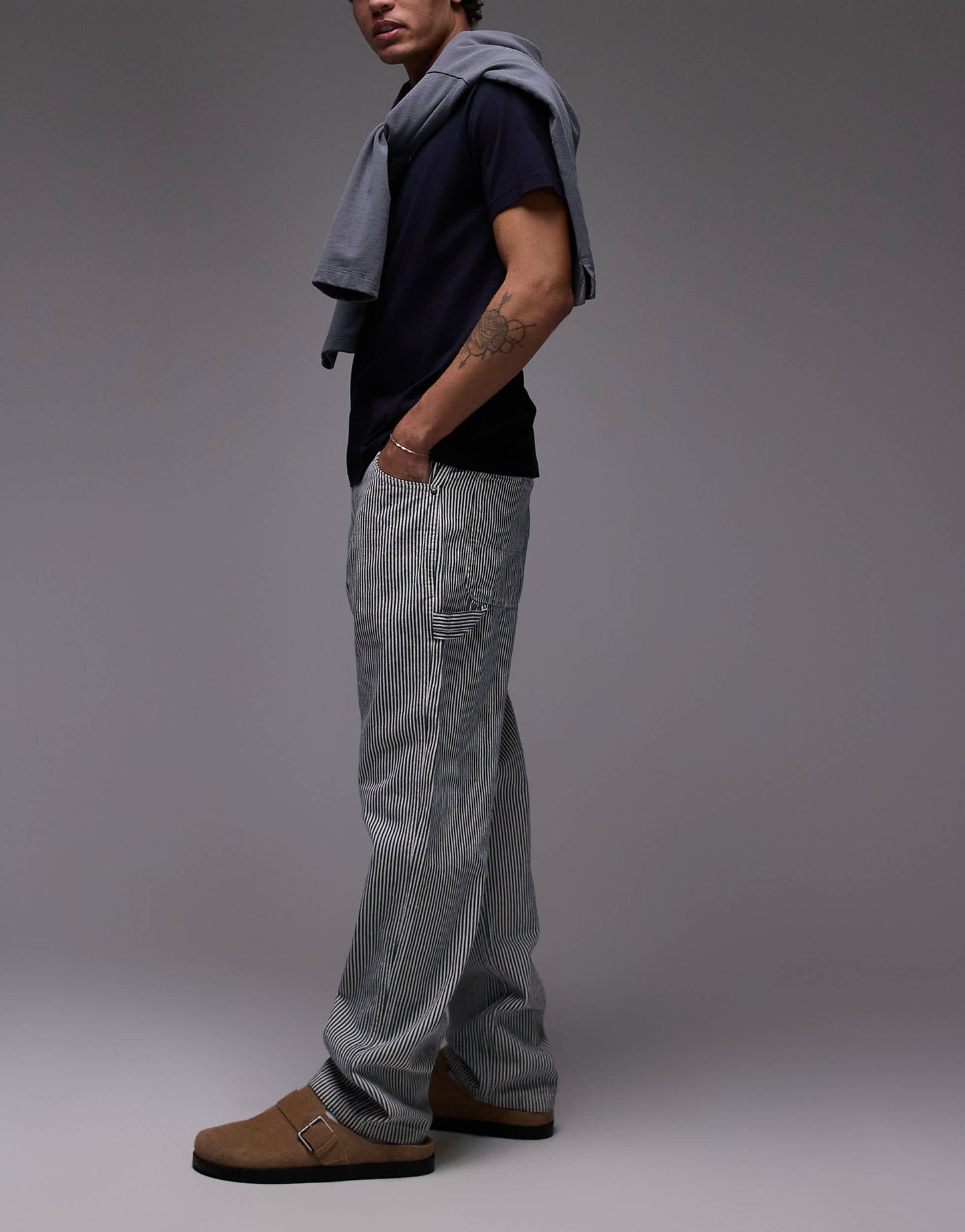 Dickies garyville regular fit hickory stipe trousers in blue