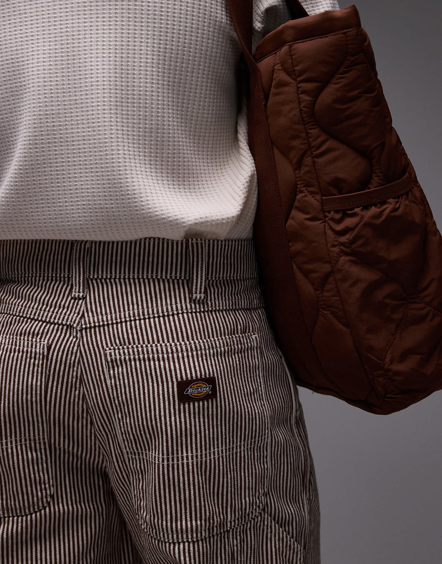 Dickies garyville regular fit hickory stripe trousers in cappuccino brown