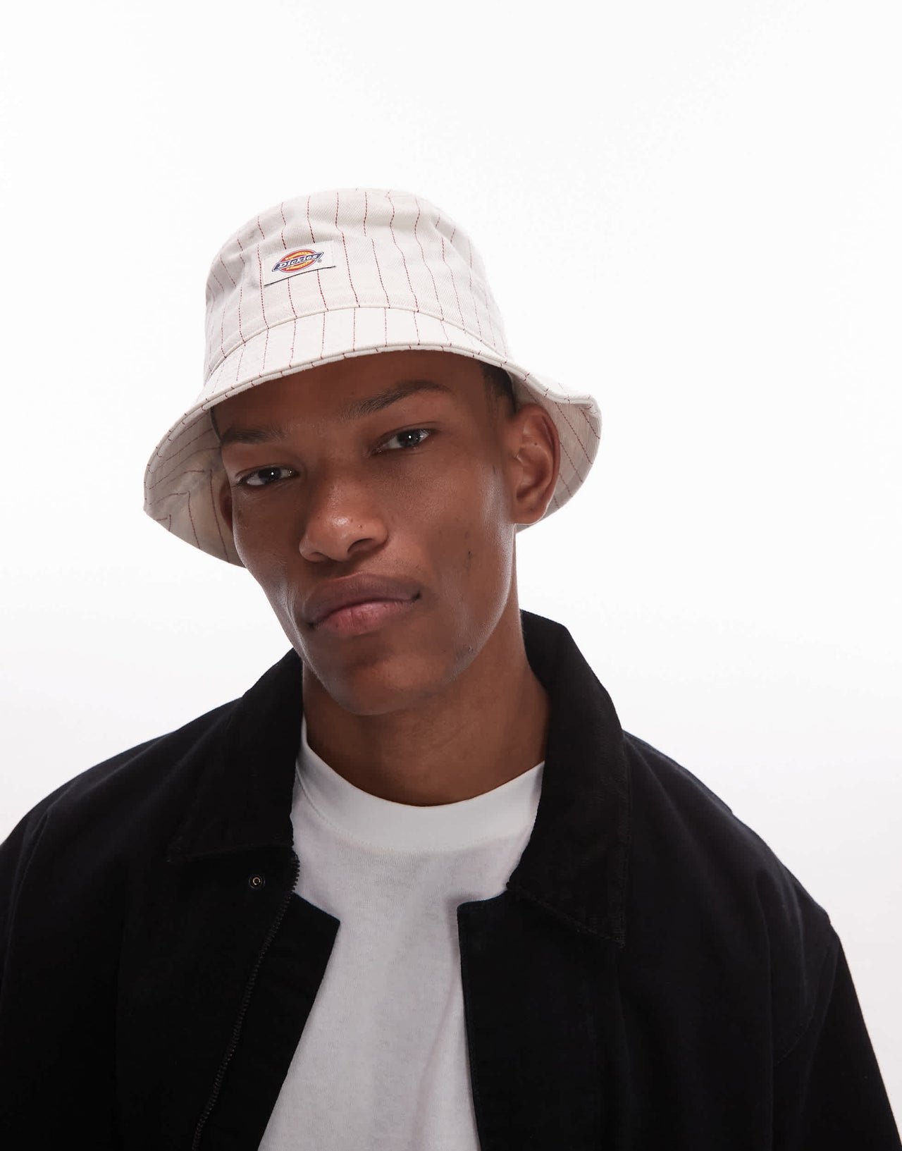 Dickies striped bucket hat in off white
