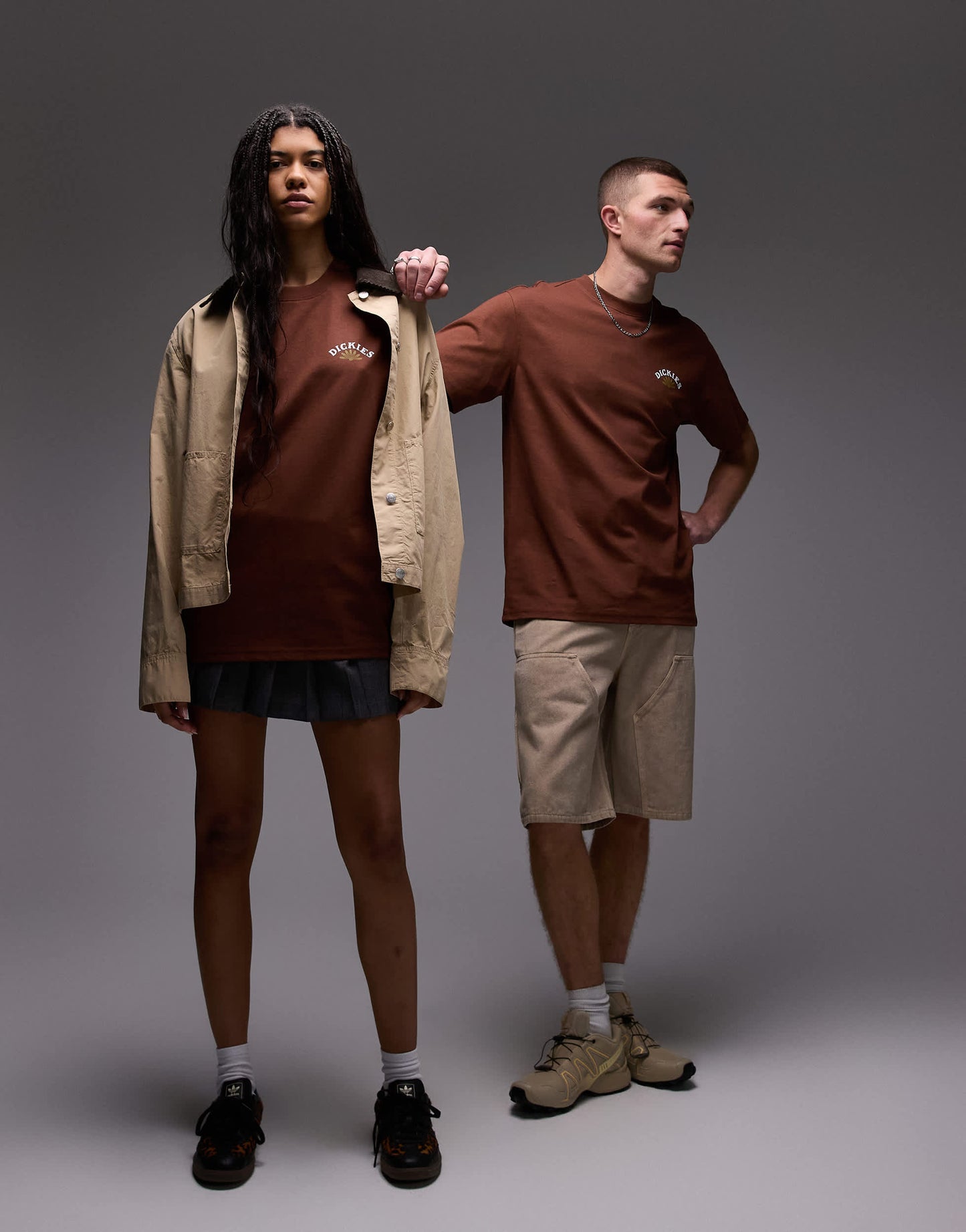 Dickies fort lewis leopard graphic back print t-shirt in cappuccino brown