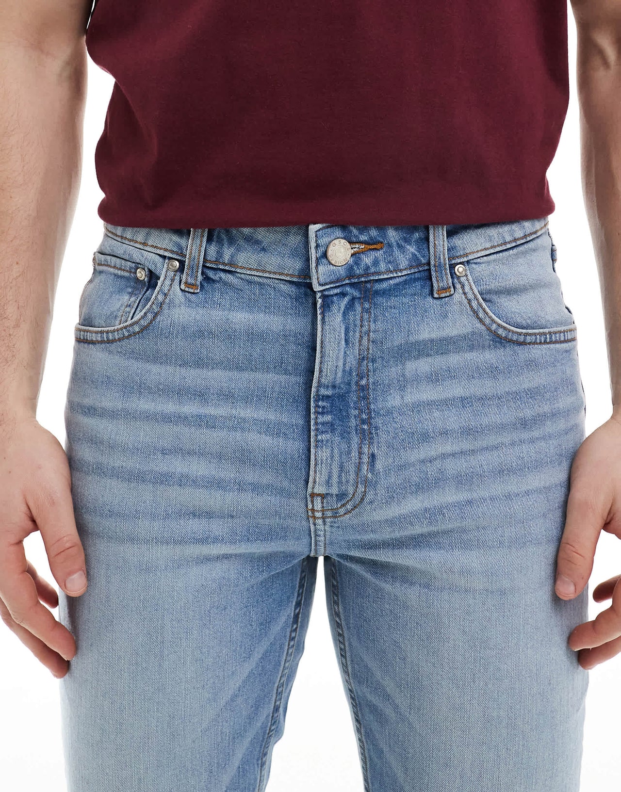 ASOS DESIGN skinny jeans in mid wash blue