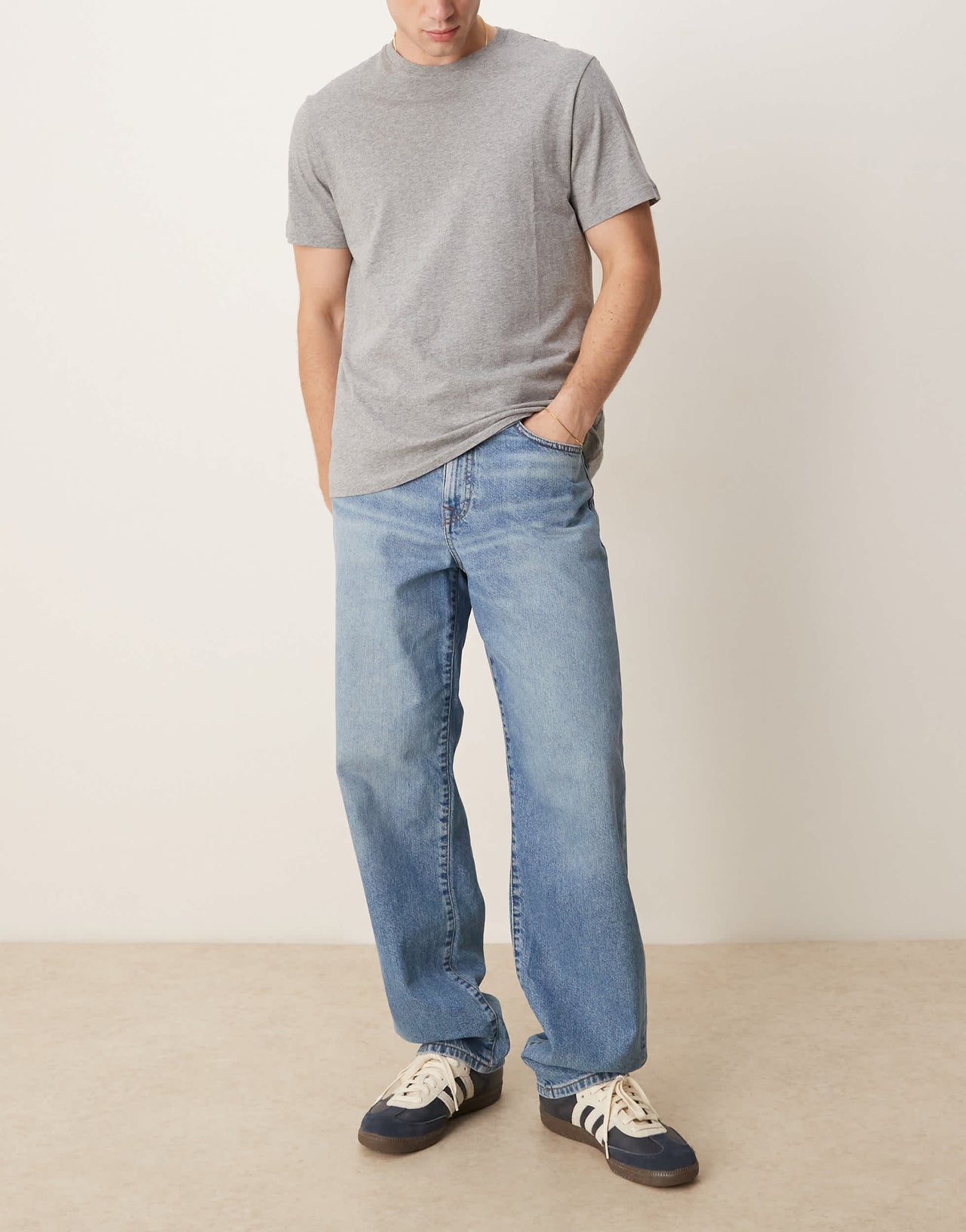 ASOS DESIGN baggy jeans in mid wash blue