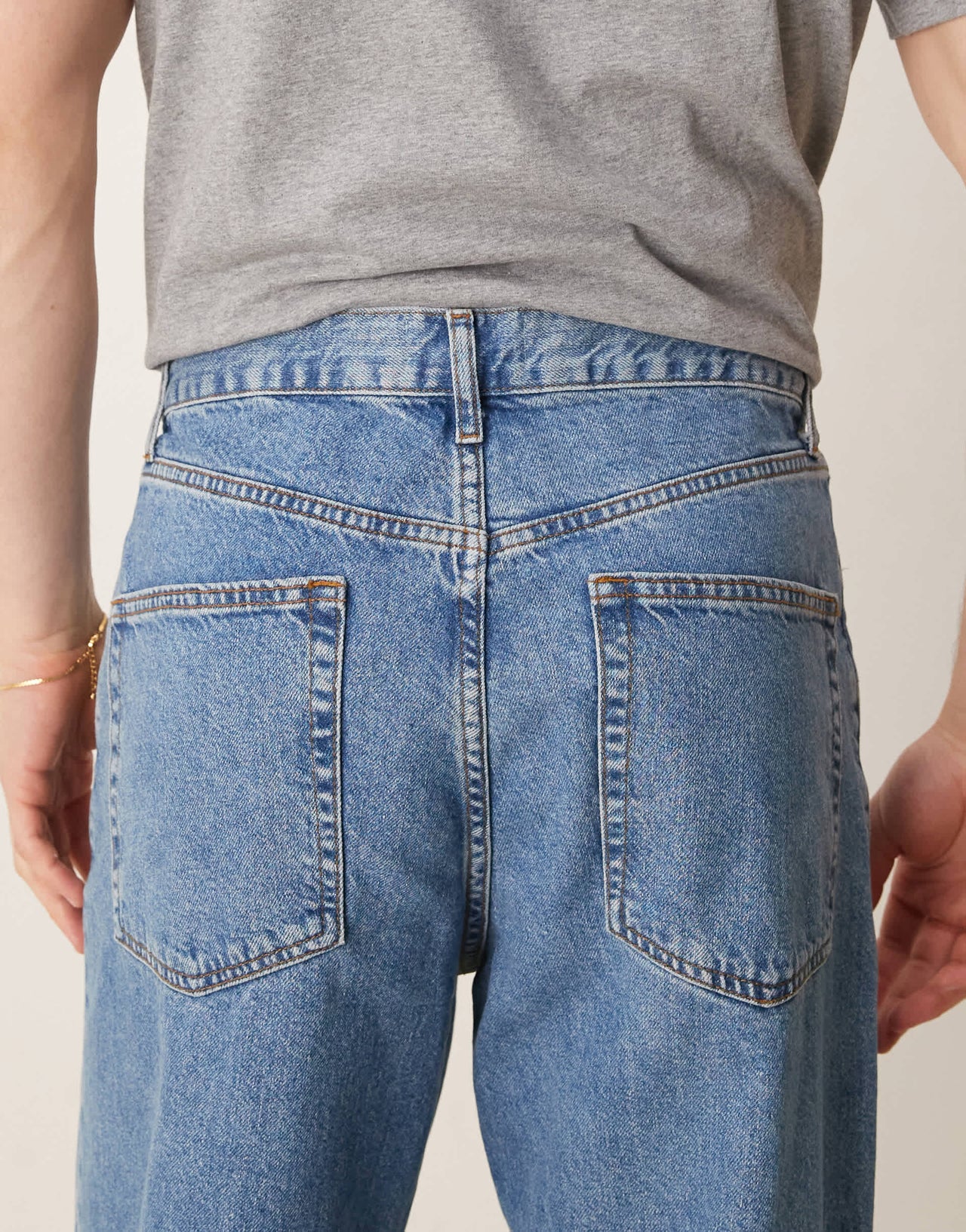 ASOS DESIGN baggy jeans in mid wash blue