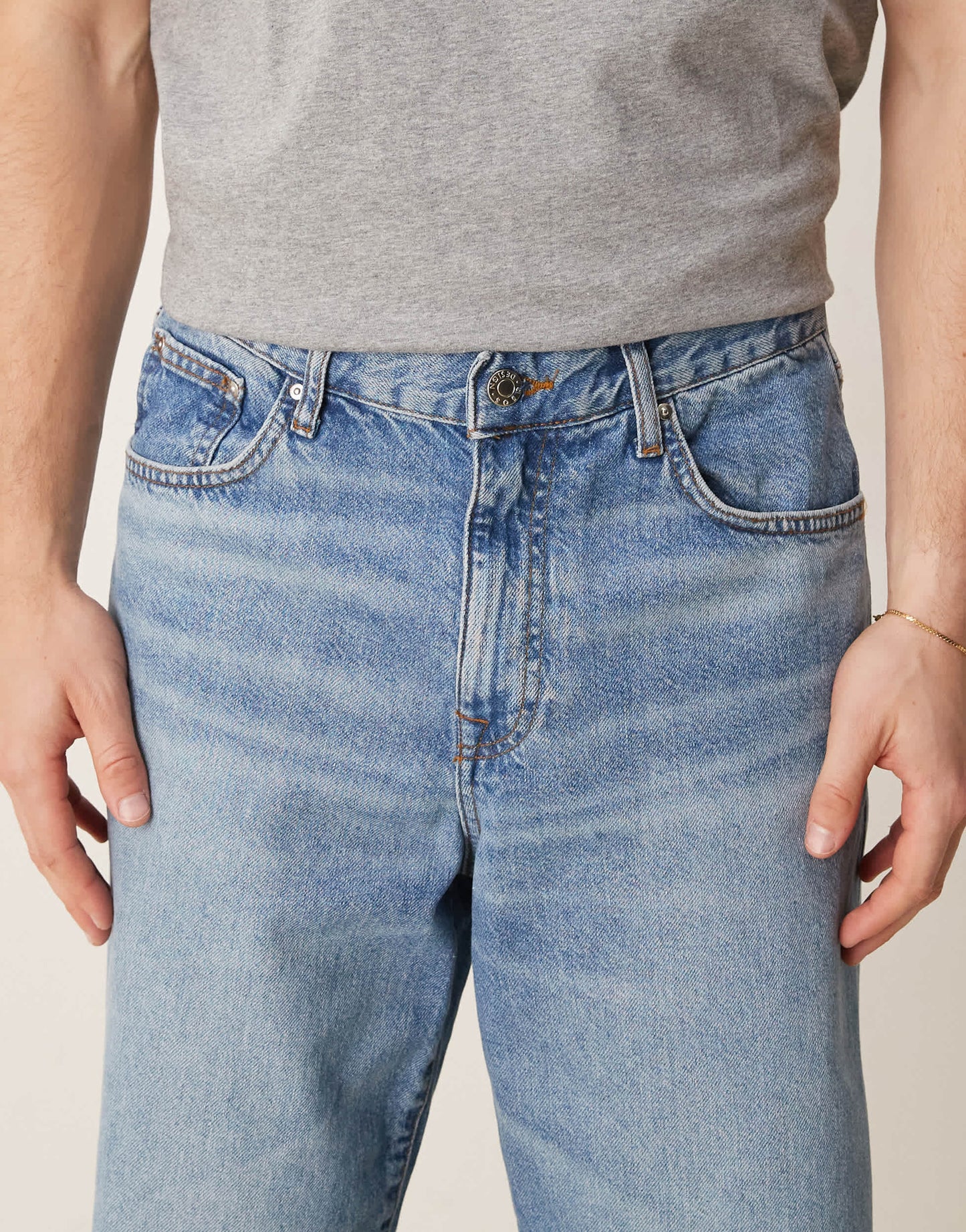 ASOS DESIGN baggy jeans in mid wash blue