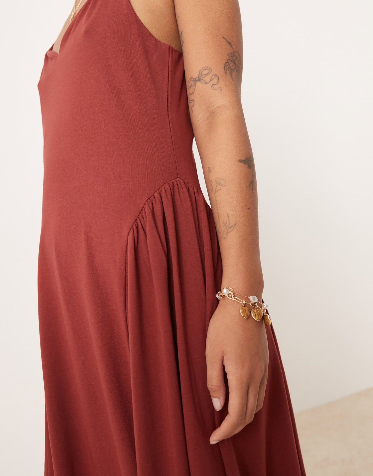 ASOS DESIGN Petite summer maxi dress with full skirt in rust