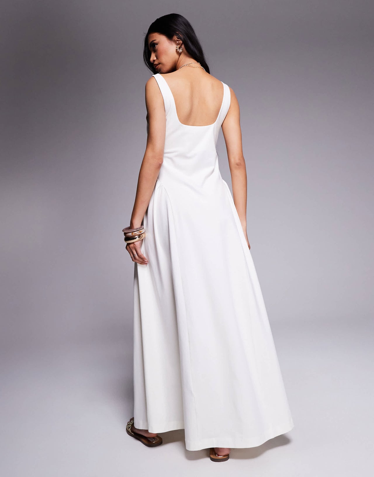 ASOS DESIGN summer maxi dress with full skirt in off white