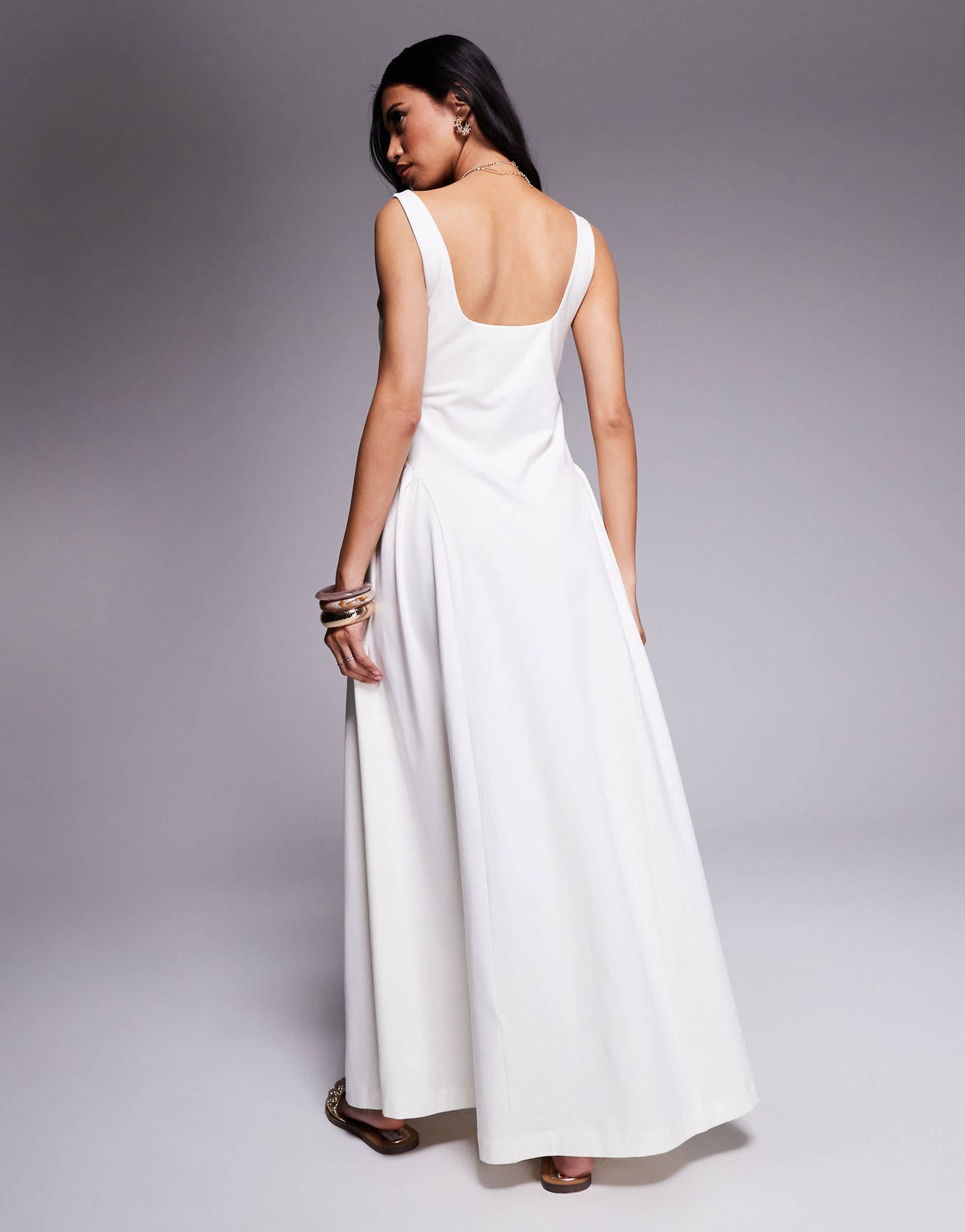 ASOS DESIGN summer maxi dress with full skirt in off white
