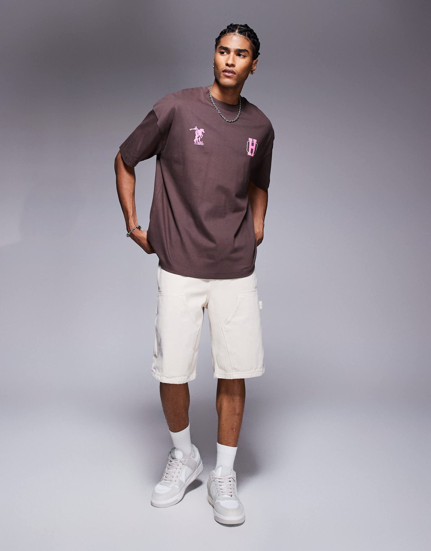 ASOS DESIGN oversized t-shirt wit sports graphic in brown