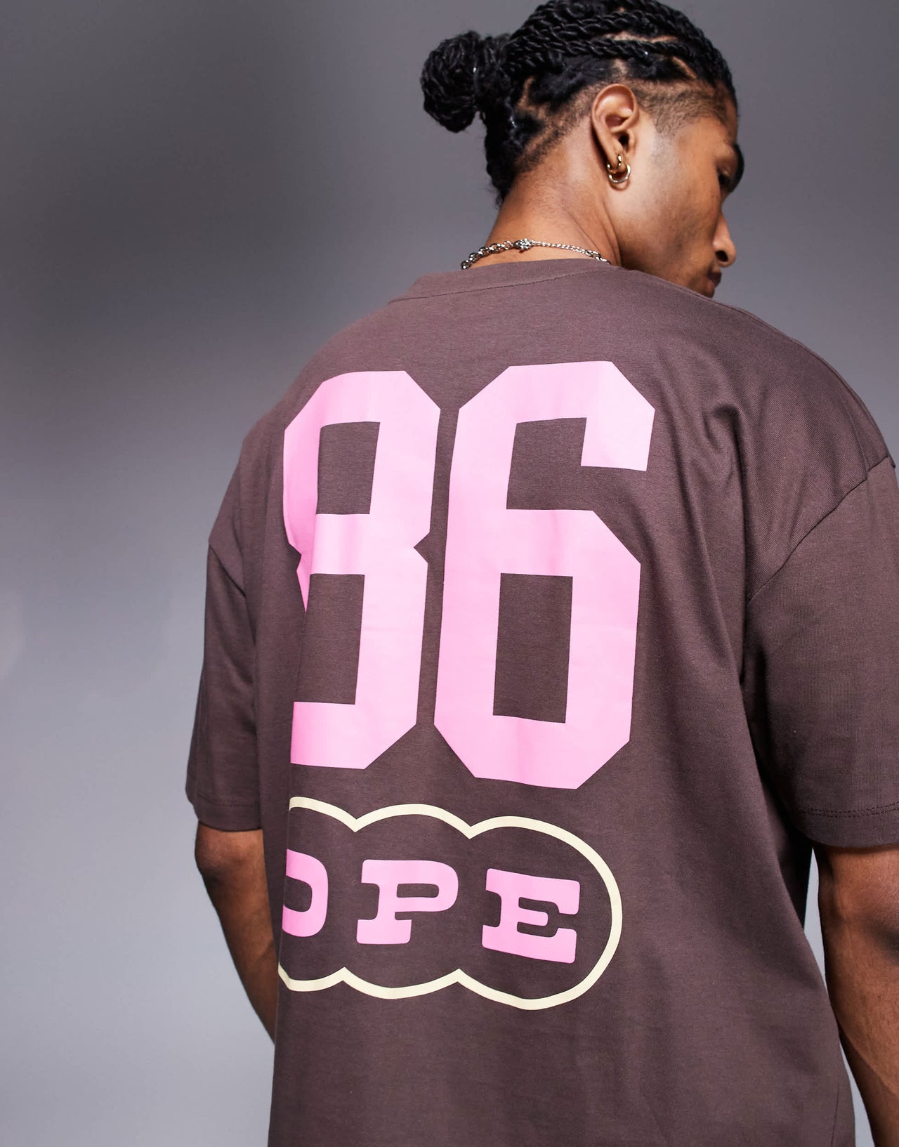 ASOS DESIGN oversized t-shirt wit sports graphic in brown