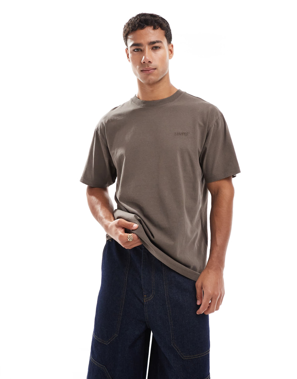 Levi's tonal logo vintage oversized garment dye t-shirt in khaki green