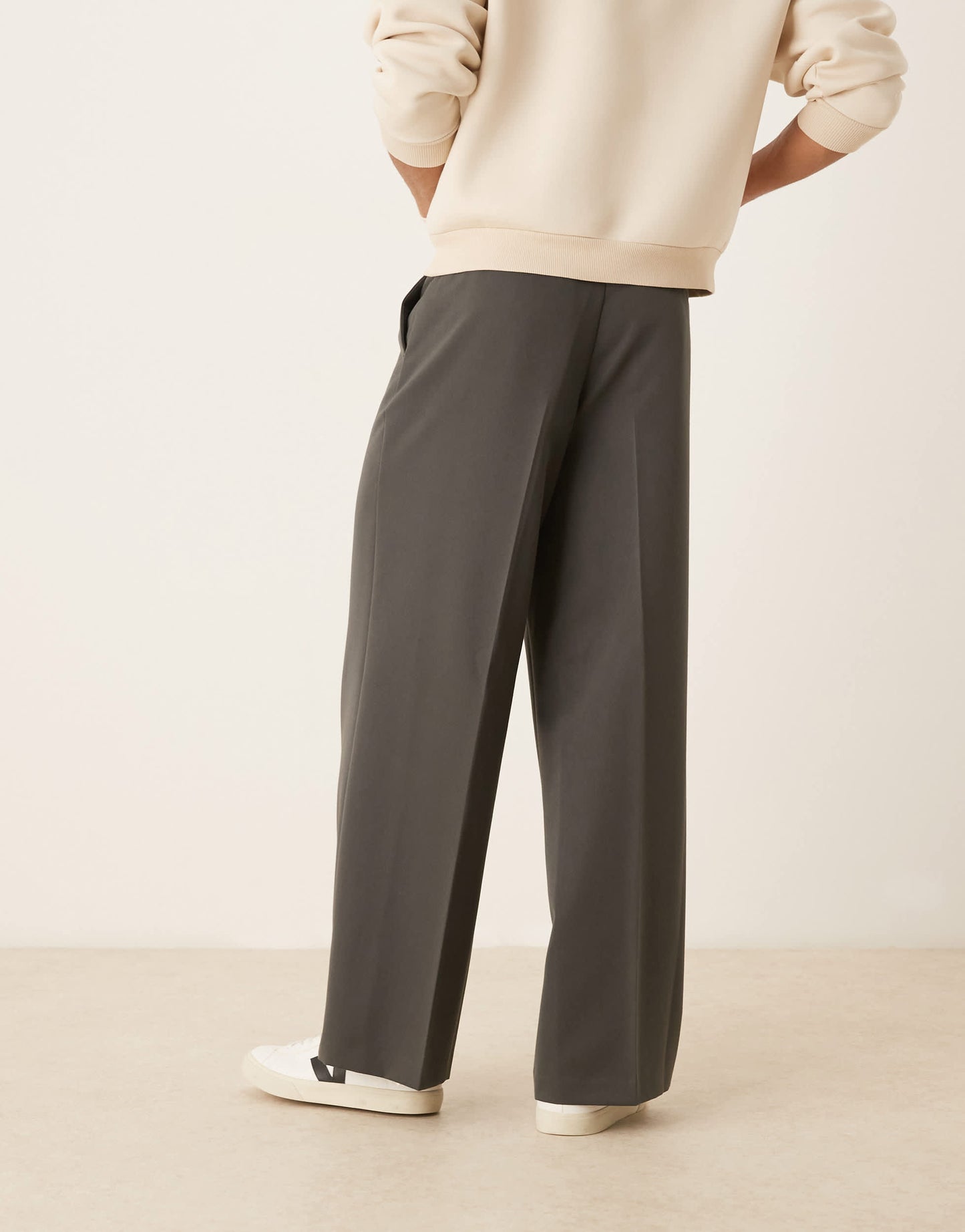 ASOS DESIGN smart loose leg trousers in charcoal