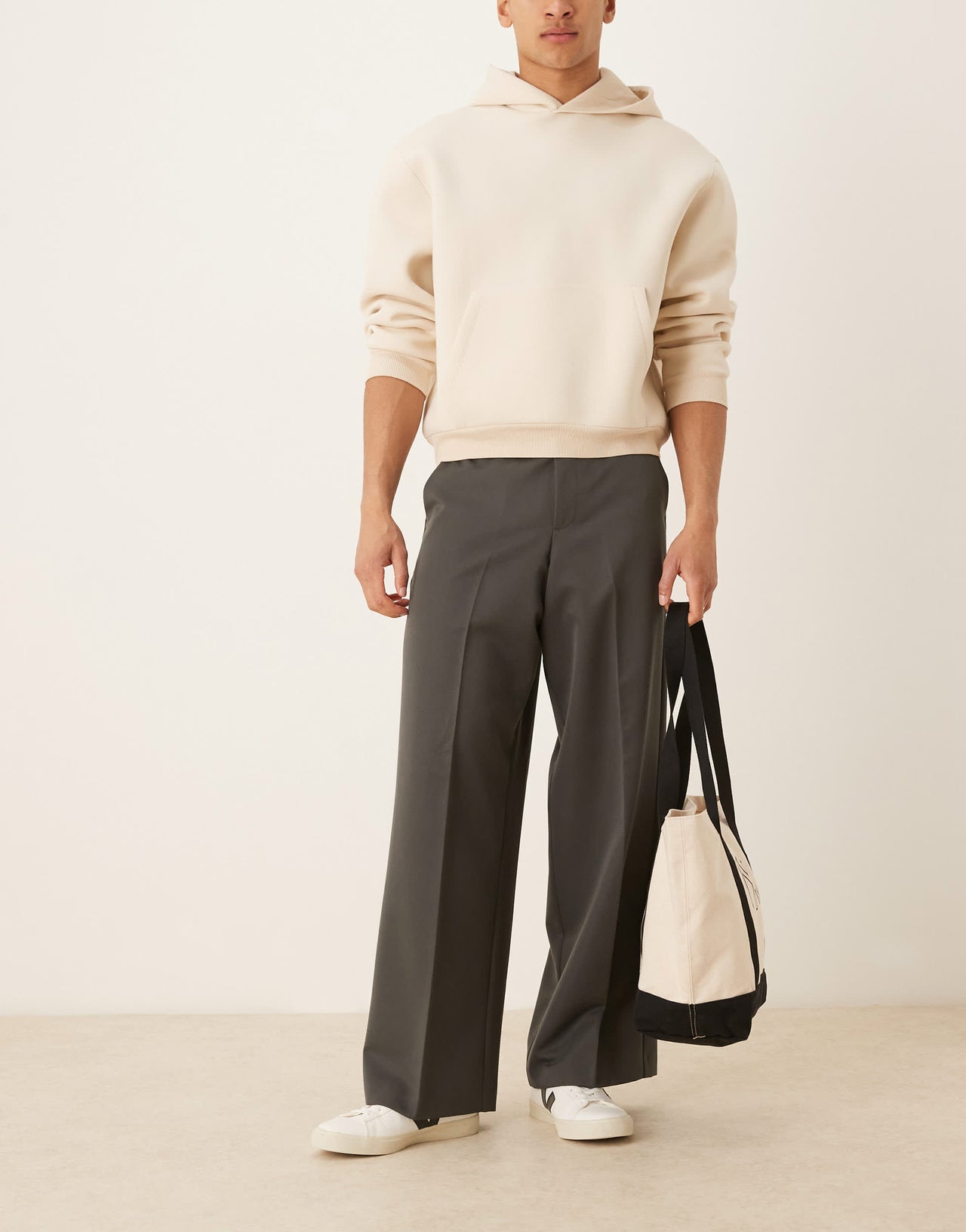 ASOS DESIGN smart loose leg trousers in charcoal