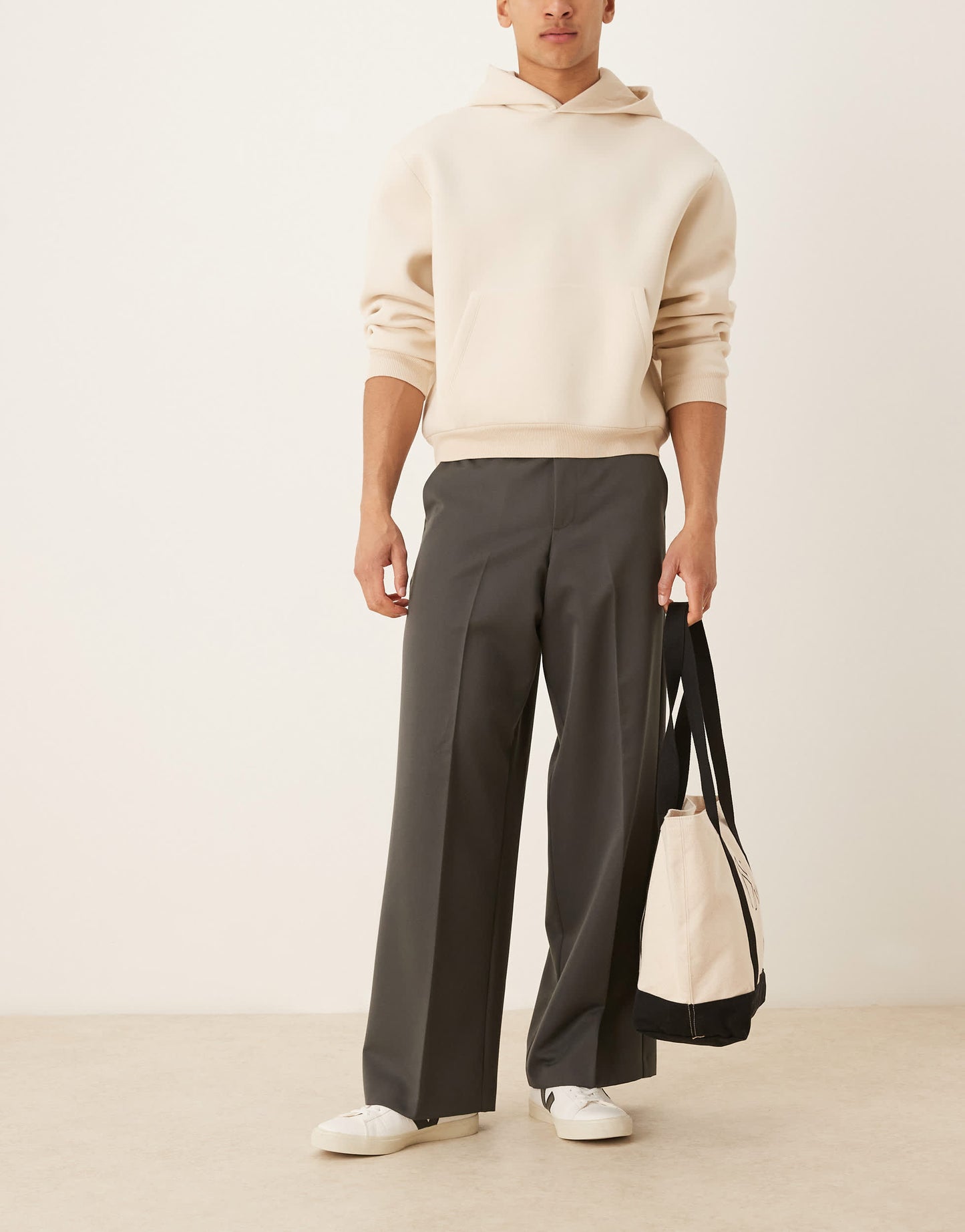ASOS DESIGN smart loose leg trousers in charcoal