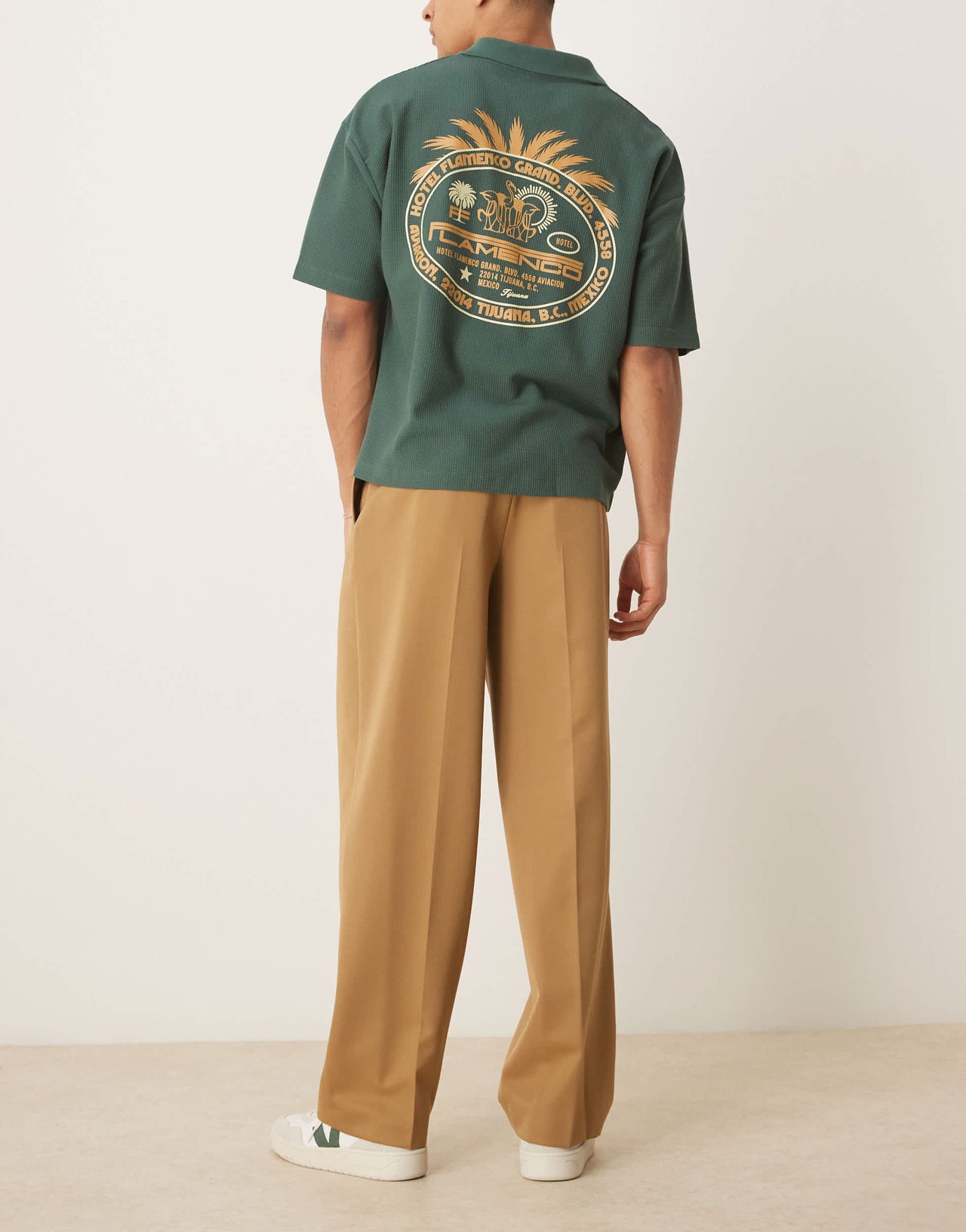 ASOS DESIGN smart wide leg trousers with inverted pleats in camel