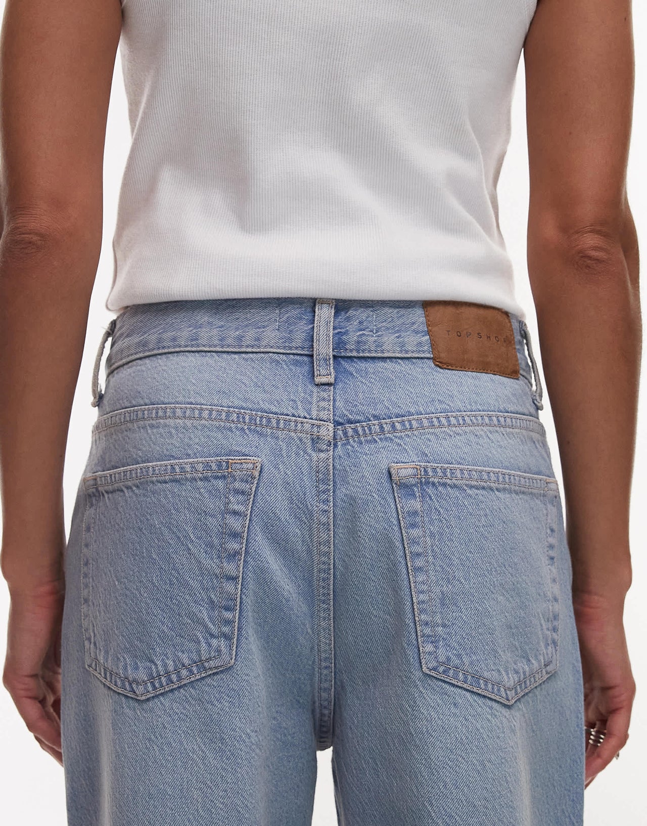 Topshop mid rise loose fit straight jean in bleach