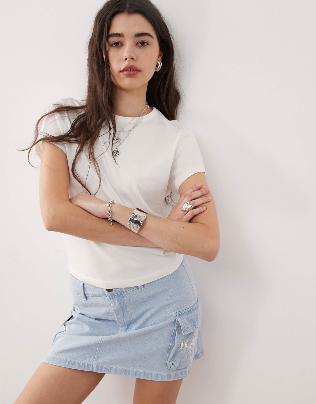 COLLUSION baby tee in white