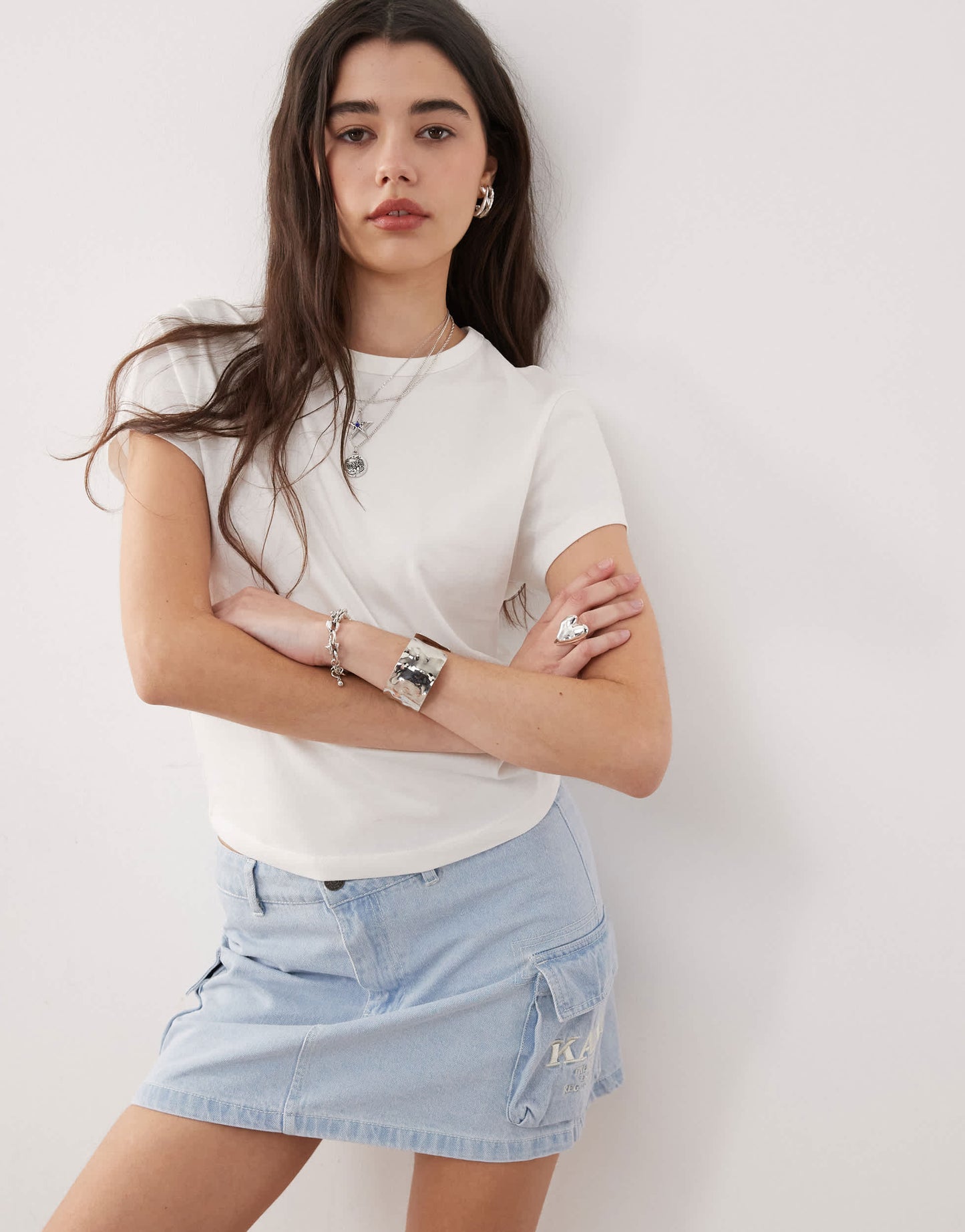 COLLUSION baby tee in white