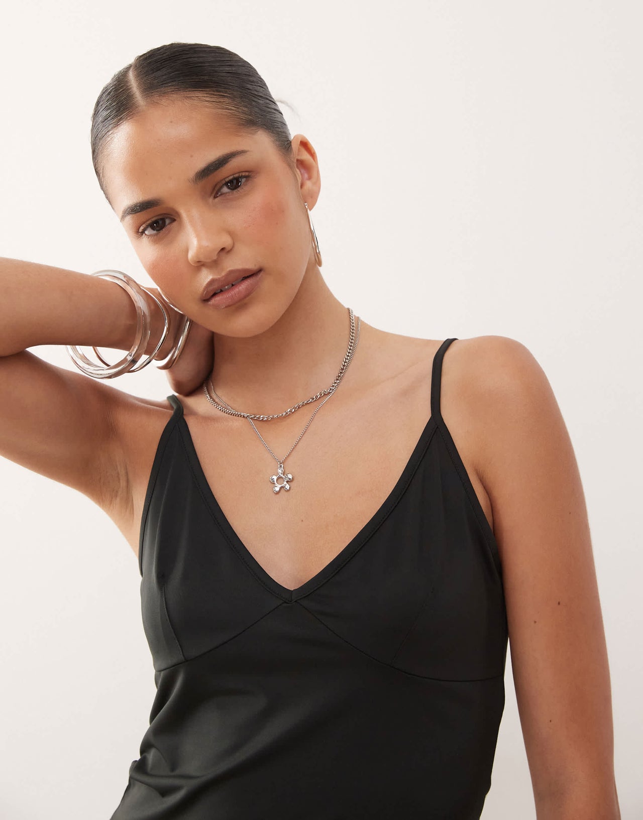 COLLUSION deep v cami in black