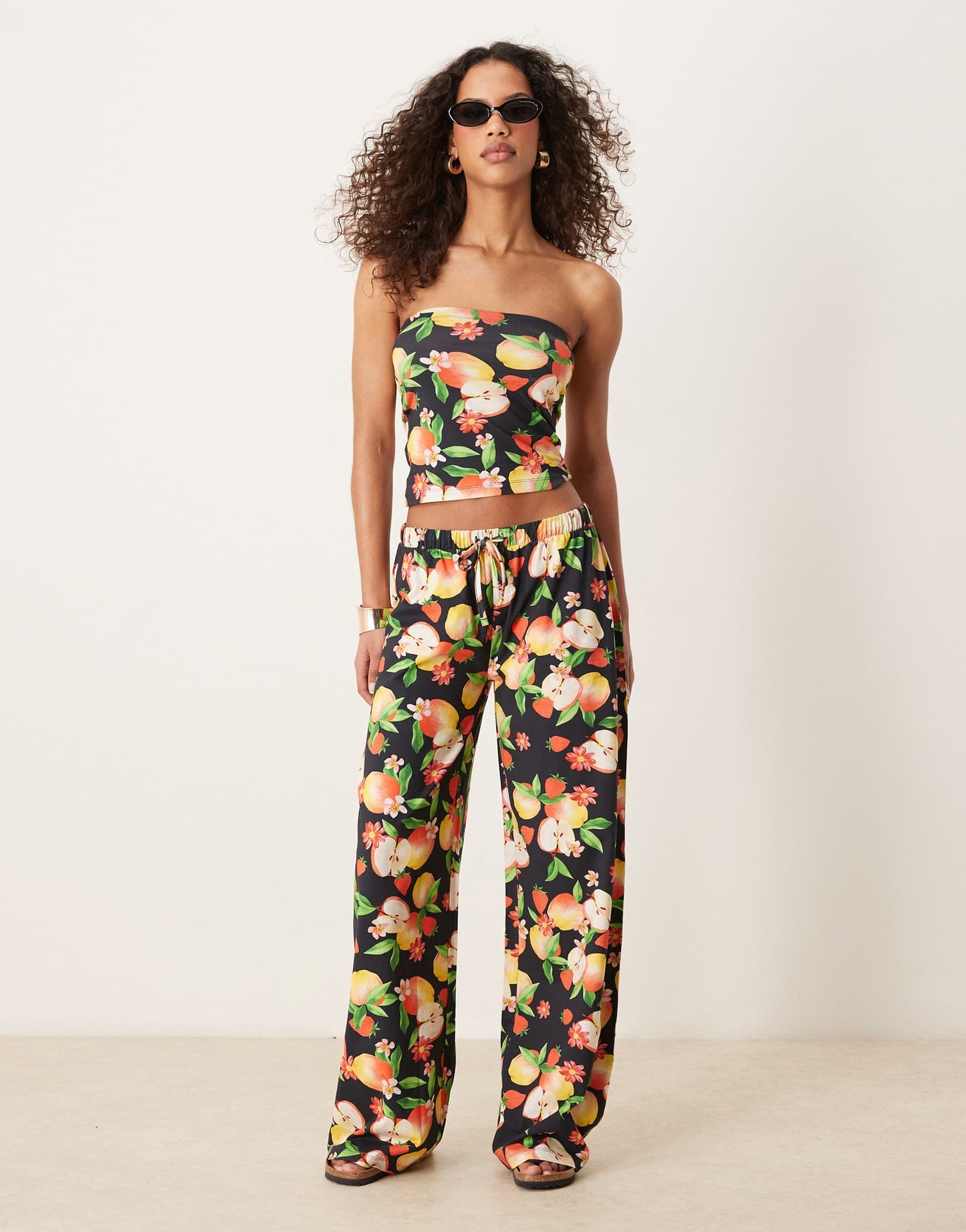 ASOS DESIGN long line bandeau co-ord in fruit print