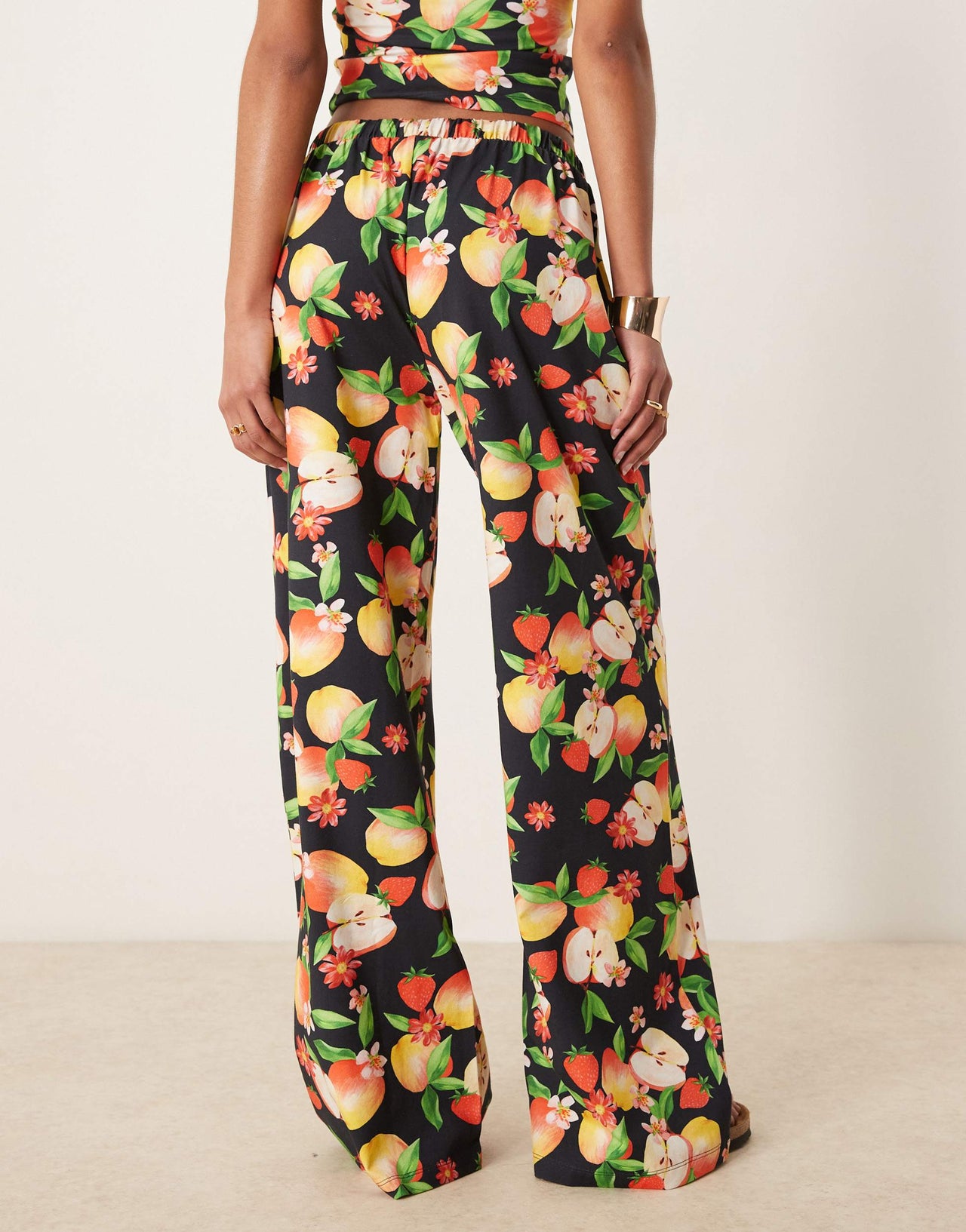 ASOS DESIGN wide leg trouser co-ord in fruit print