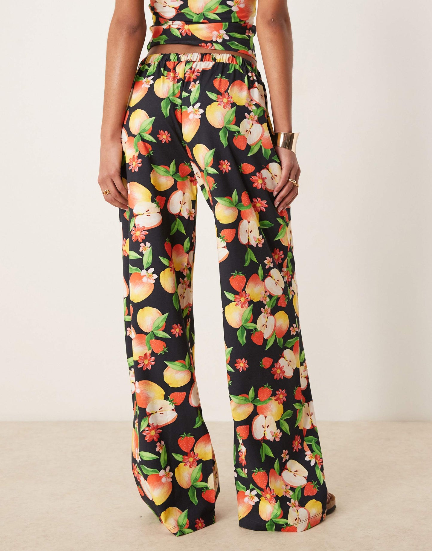ASOS DESIGN wide leg trouser co-ord in fruit print